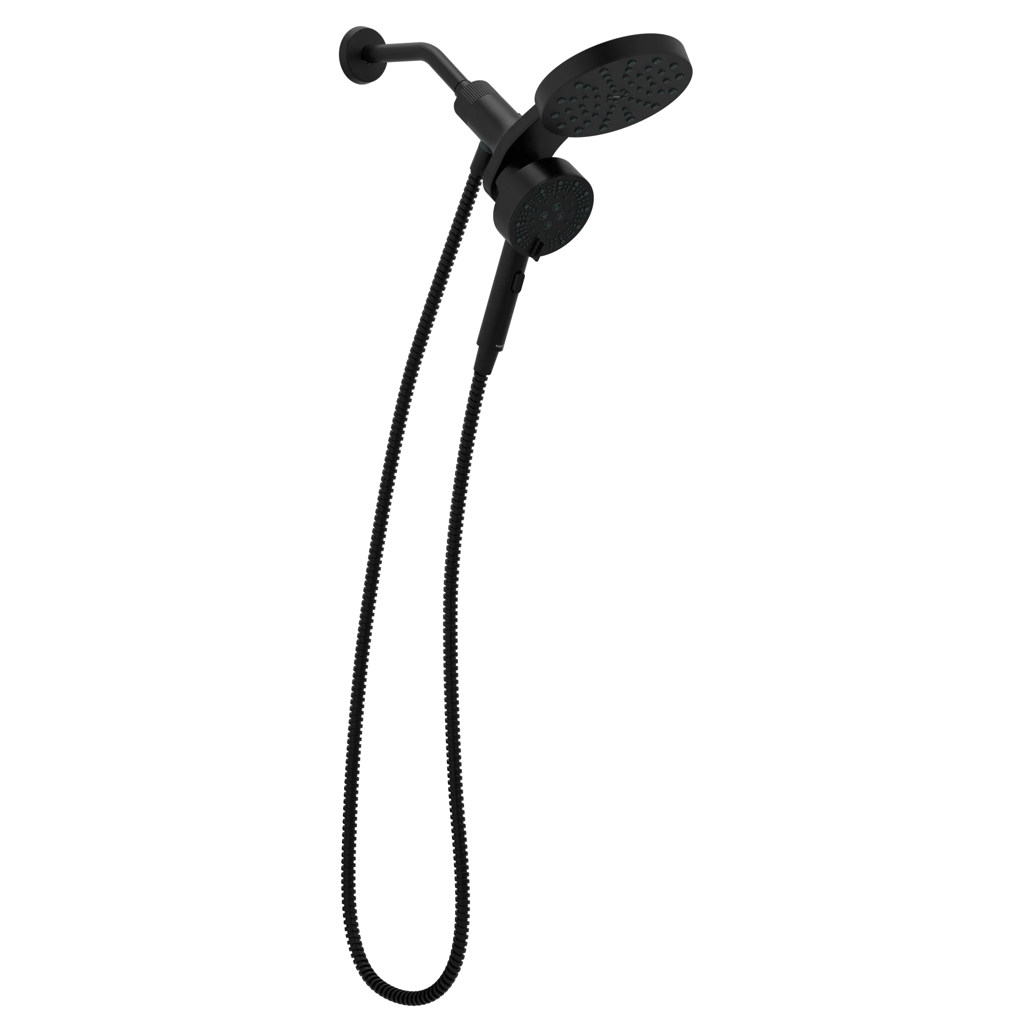 Magnetix Matte black six-function 6.7" diameter spray head standard with handshower