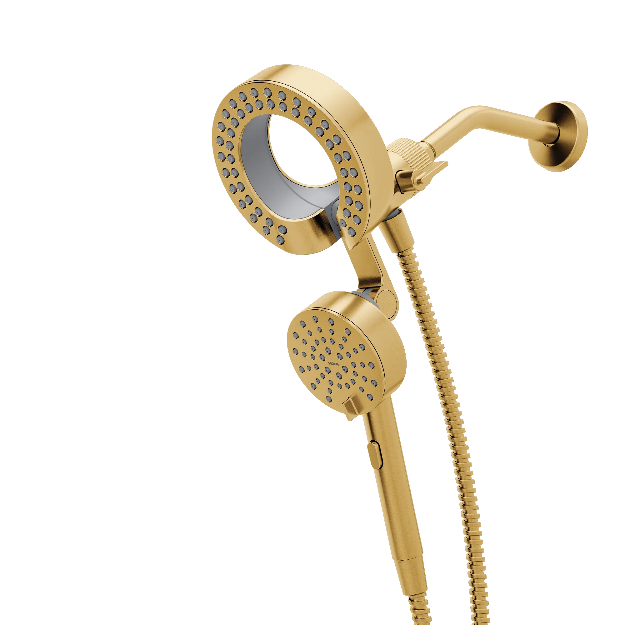 Magnetix Brushed gold six-function 6-1/2" diameter spray head standard with handshower - Image 2