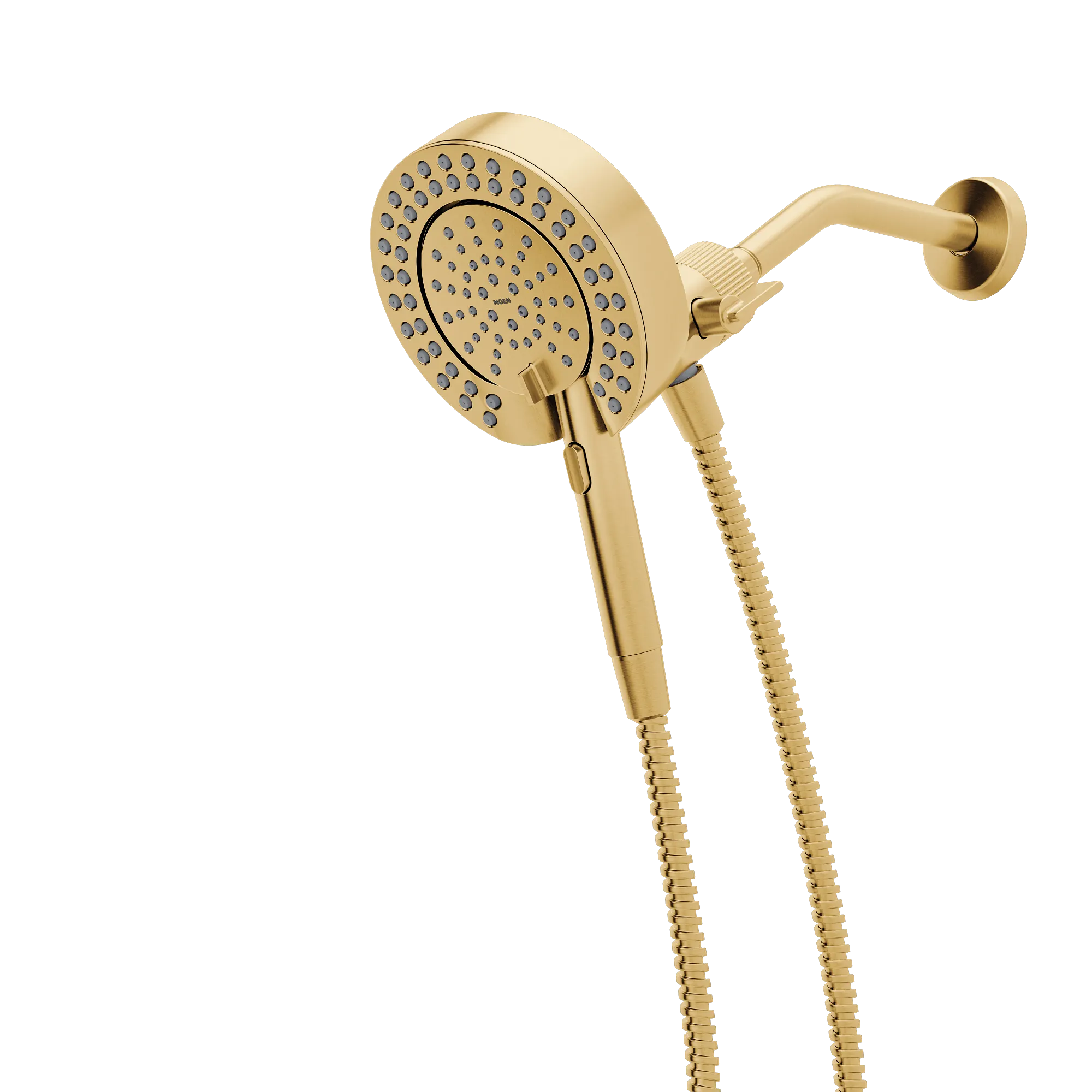 Magnetix Brushed gold six-function 6-1/2" diameter spray head standard with handshower - Image 4