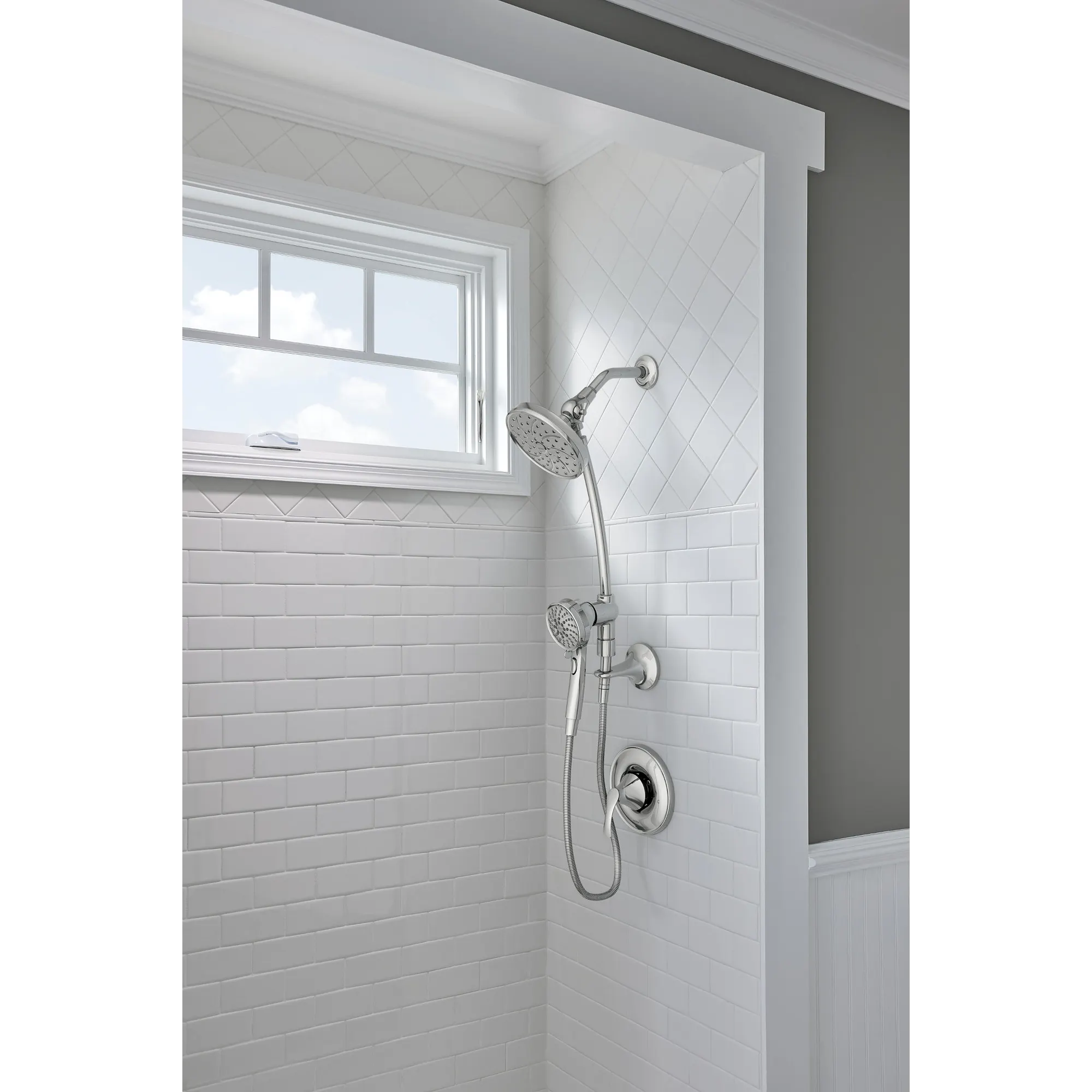 Attract Chrome six-function 3.75" diameter spray head standard with handshower - Image 2