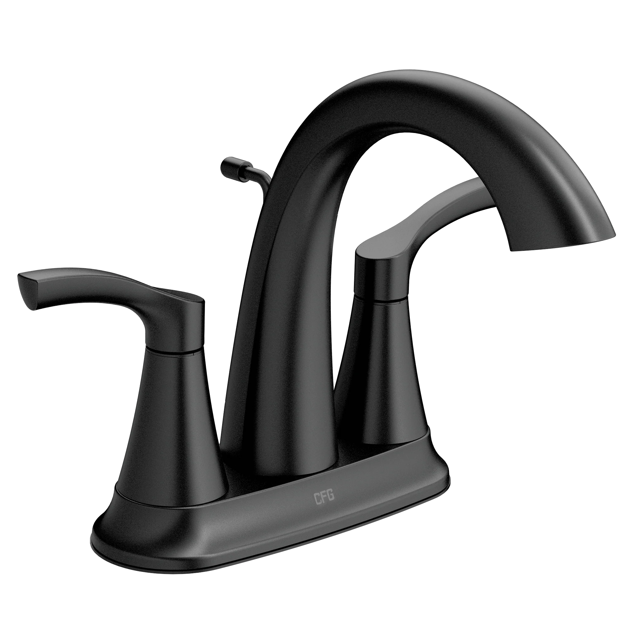 Ash Matte black two-handle high arc bathroom faucet