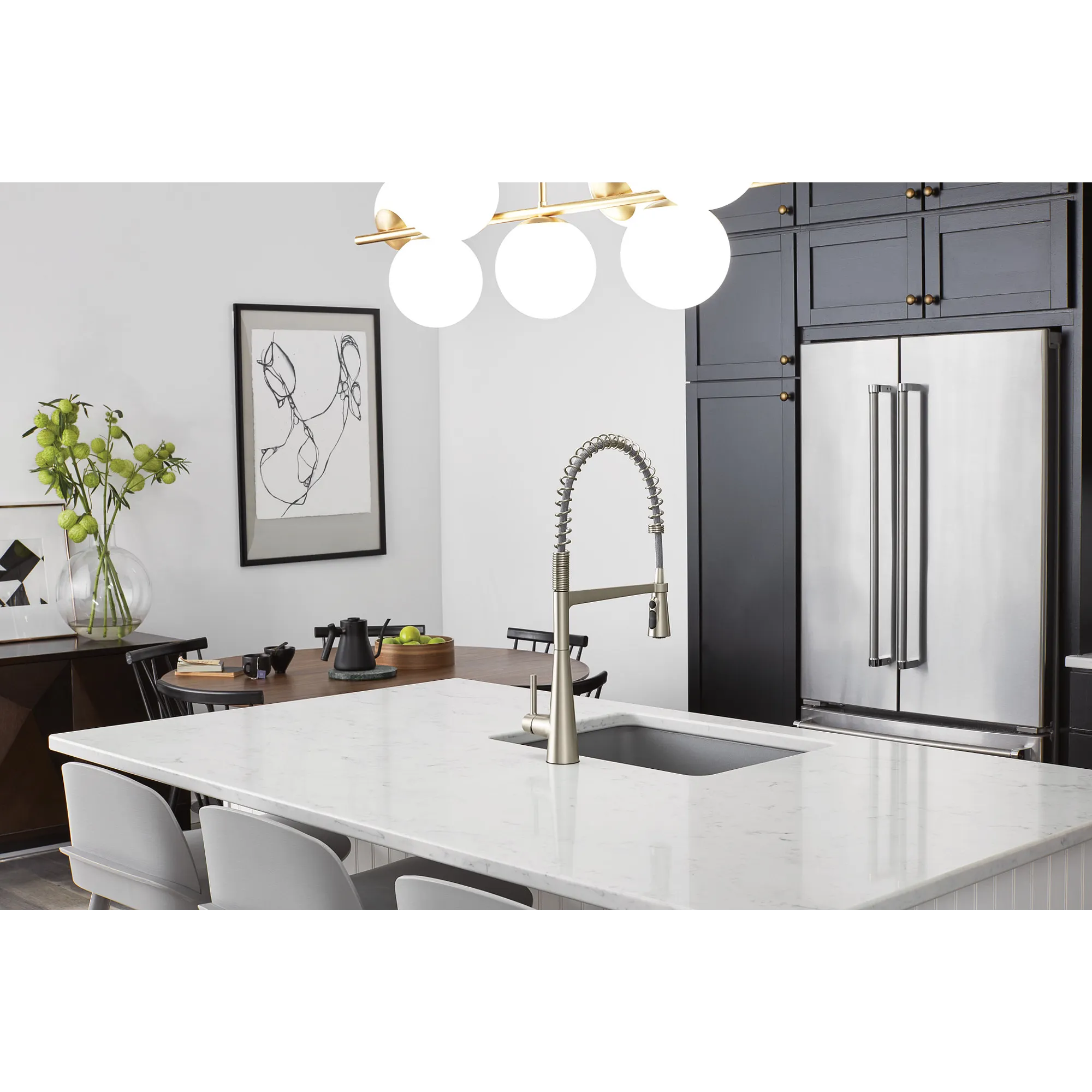 Sleek One-Handle Pre-Rinse Spring Pulldown Kitchen Faucet - Image 31