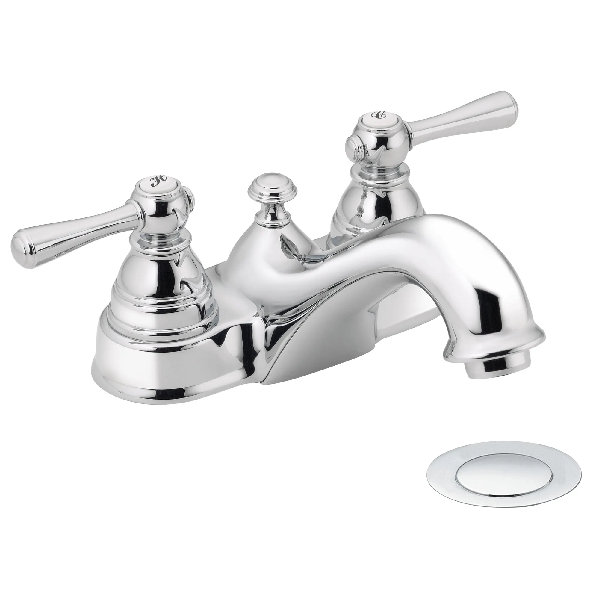 Kingsley Chrome Two-Handle Low Arc Bathroom Faucet - Image 3