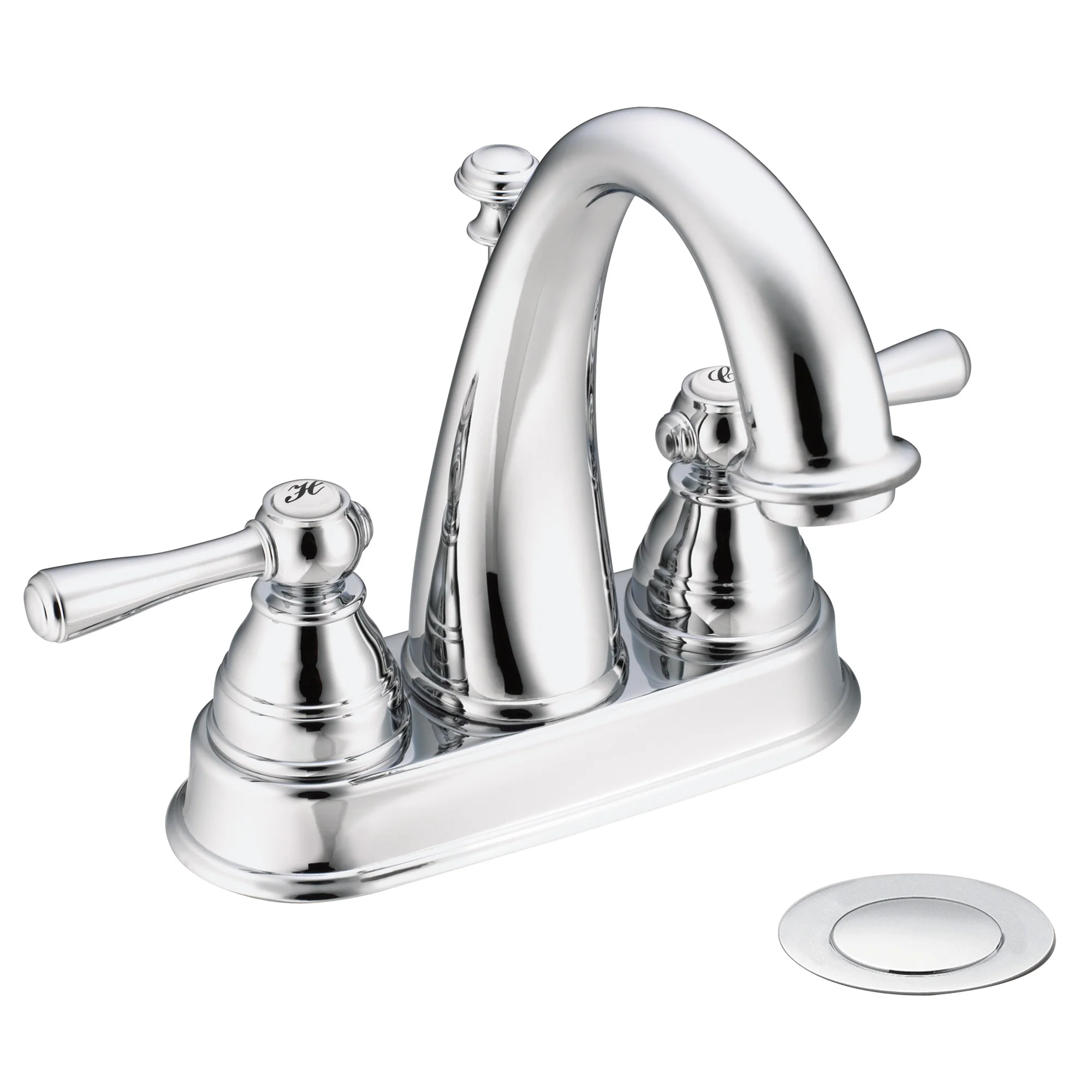 Kingsley Chrome Two-Handle High Arc Bathroom Faucet