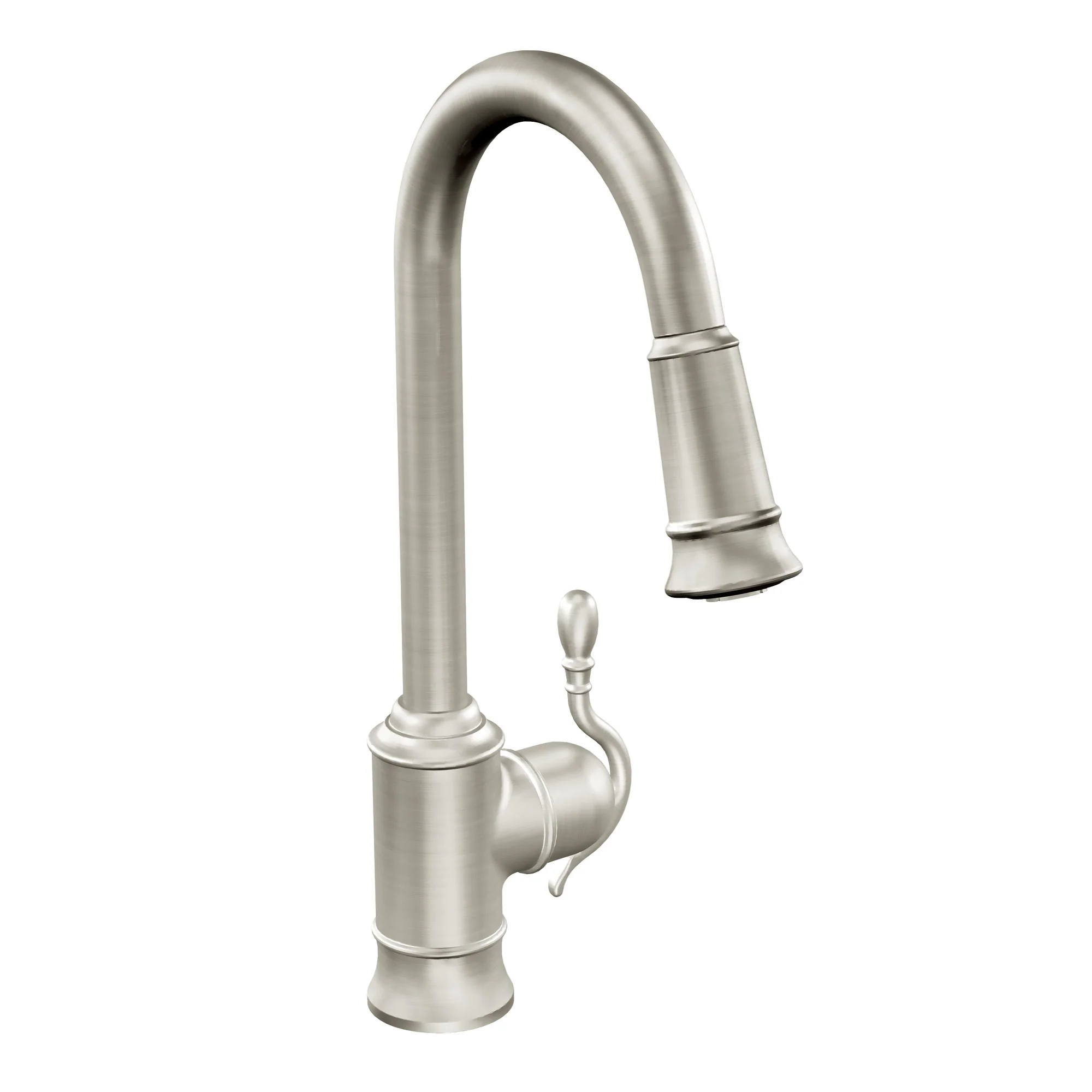 Woodmere Chrome One-Handle High Arc Pulldown Kitchen Faucet - Image 8