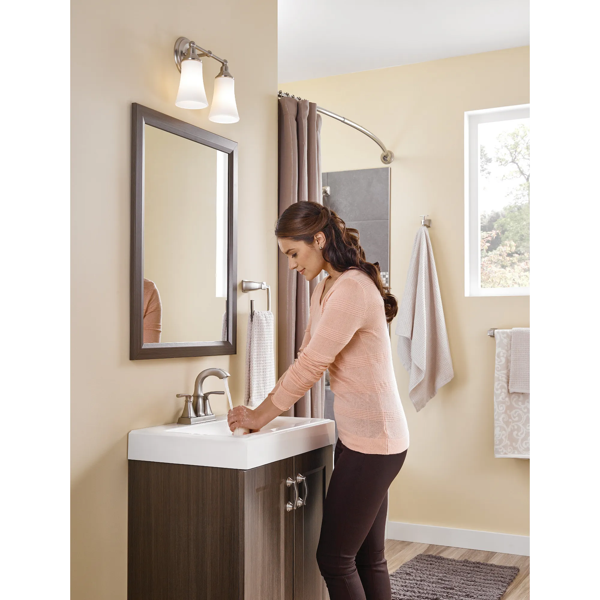 Hensley Spot Resist Stainless Two-Handle High Arc Bathroom Faucet - Image 4