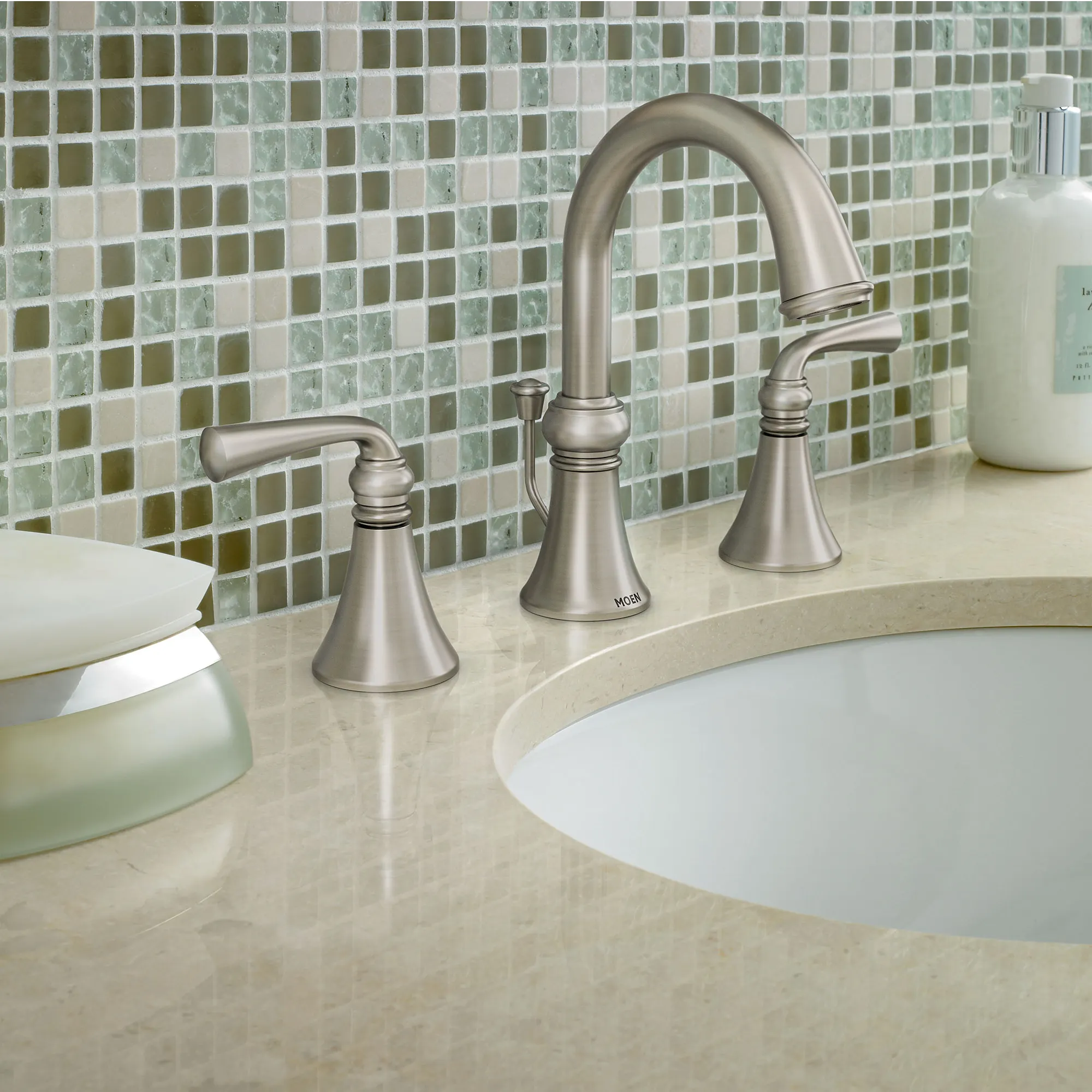 Wetherly Spot resist brushed nickel two-handle high arc bathroom faucet - Image 2