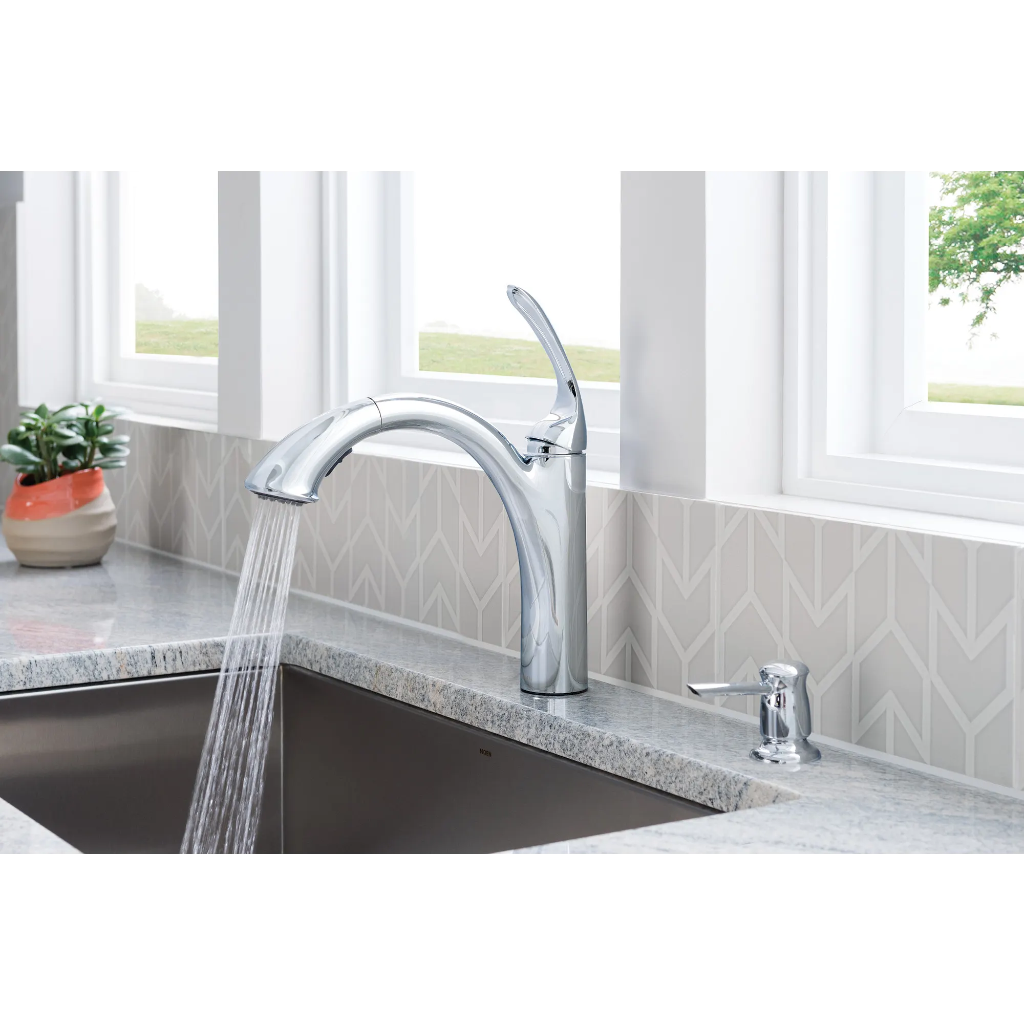Kinzel Chrome one-handle low arc pullout kitchen faucet - Image 10