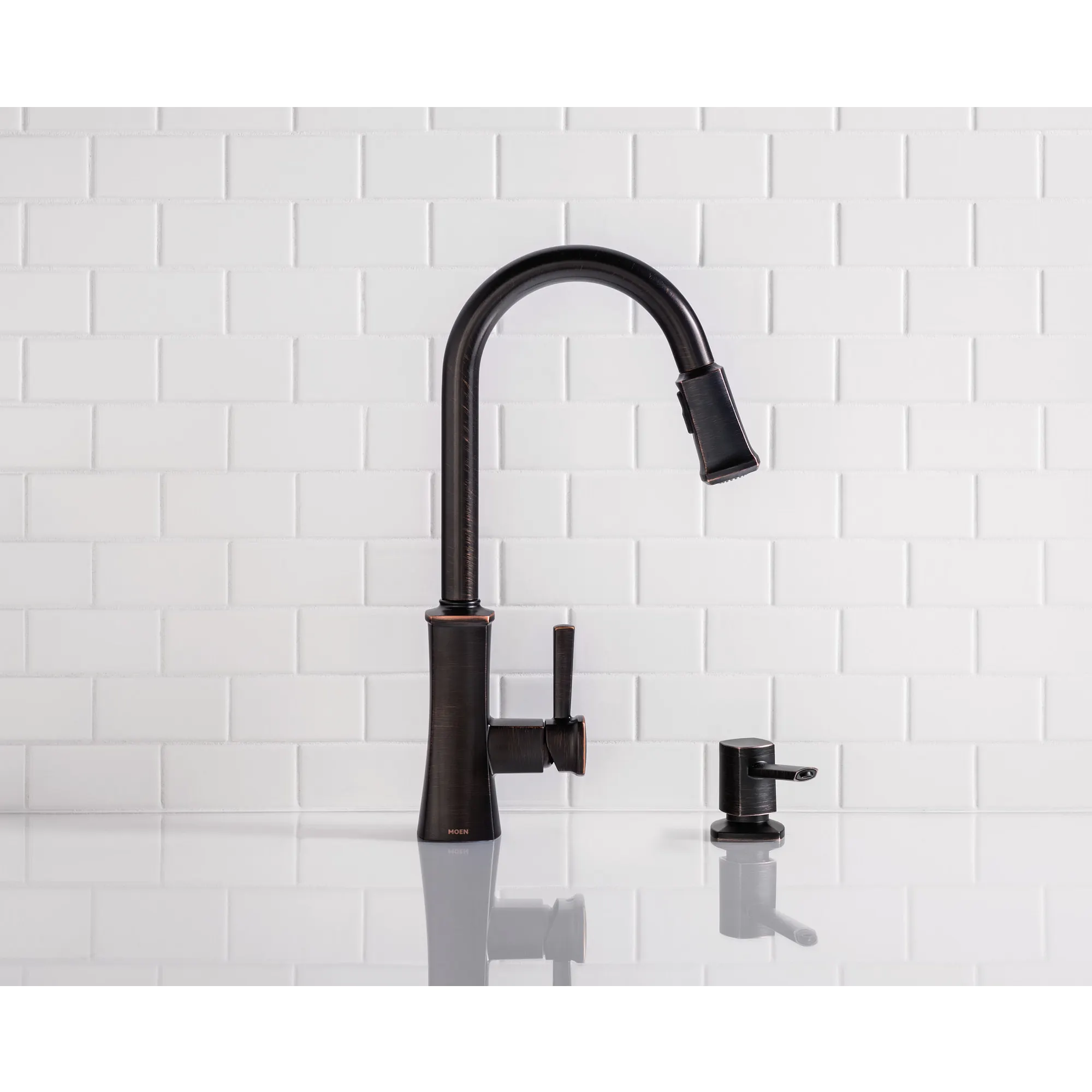 Bridgestone Mediterranean bronze one-handle high arc pulldown kitchen faucet - Image 9
