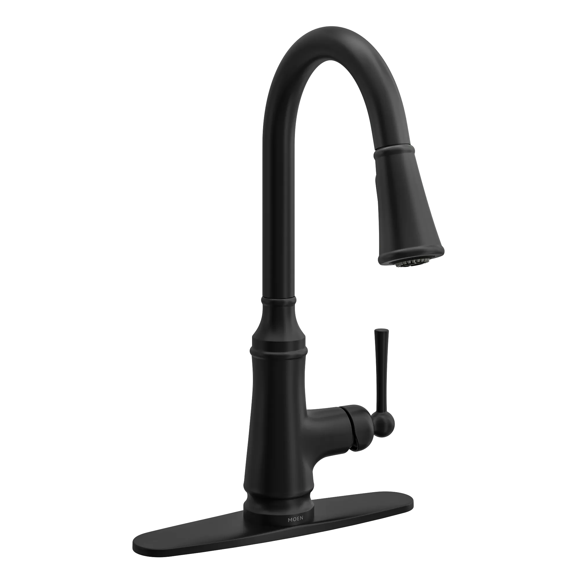 Jaslynn Matte black one-handle high arc pulldown kitchen faucet - Image 3