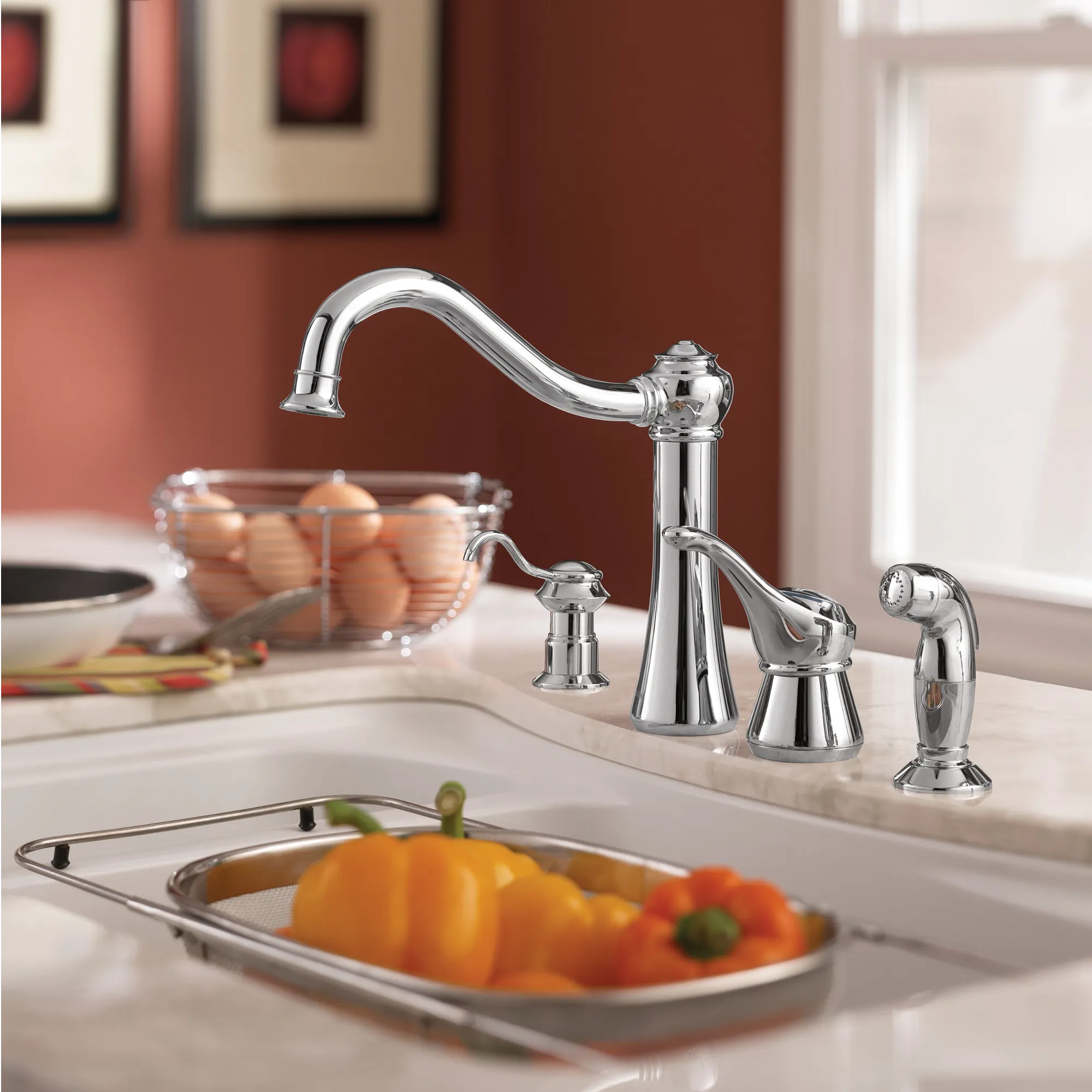 Corrine Chrome one-handle high arc kitchen faucet - Image 2