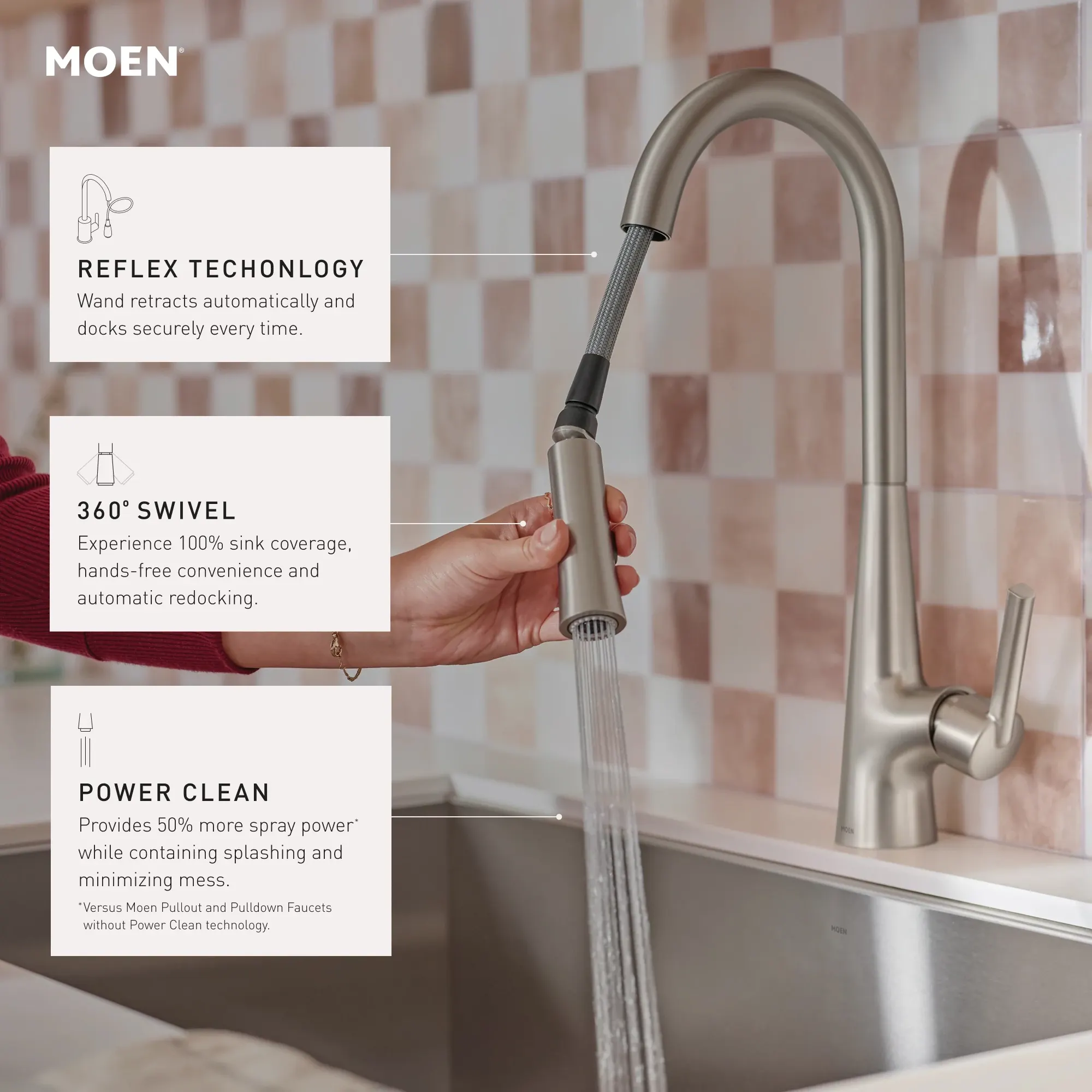 Ronan One-Handle Pulldown Kitchen Faucet with Swivel Control - Image 4