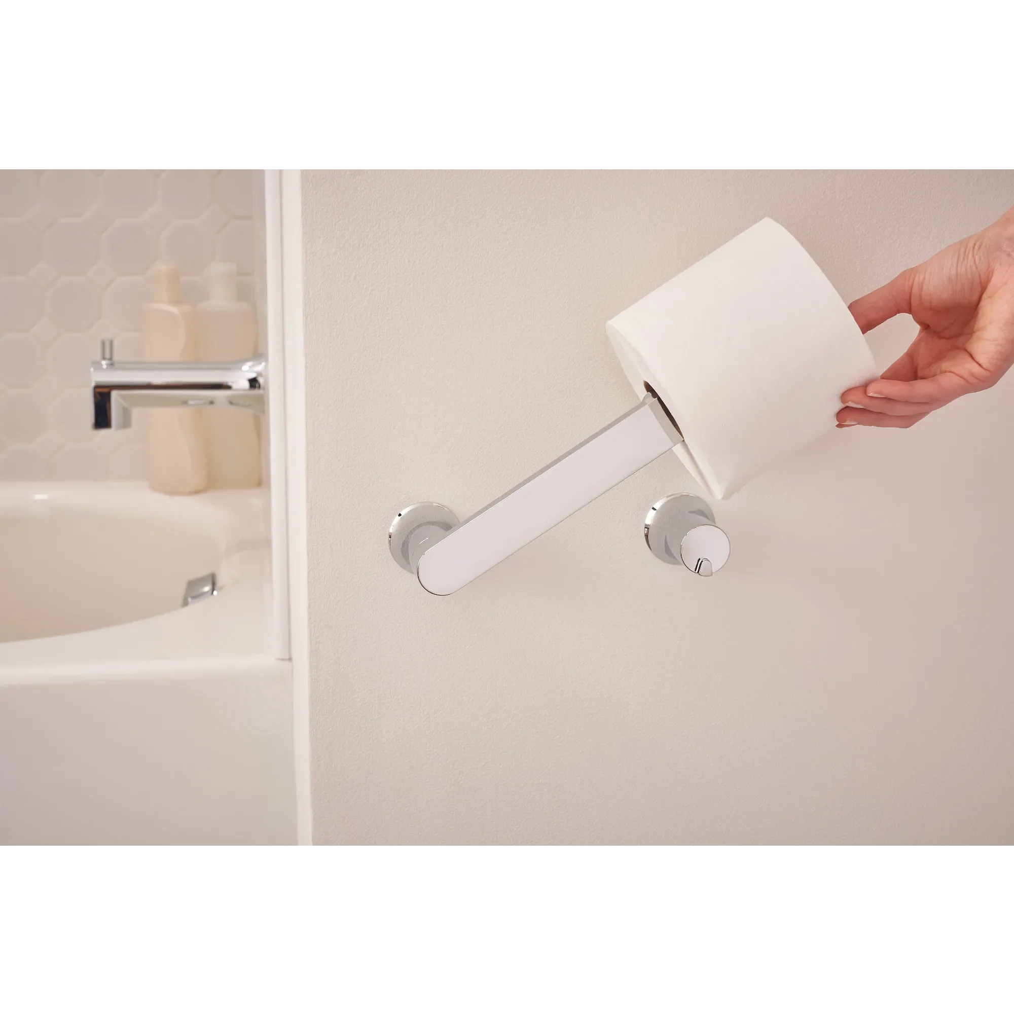 Genta LX Chrome Pivoting Toilet Paper Holder - Image 3