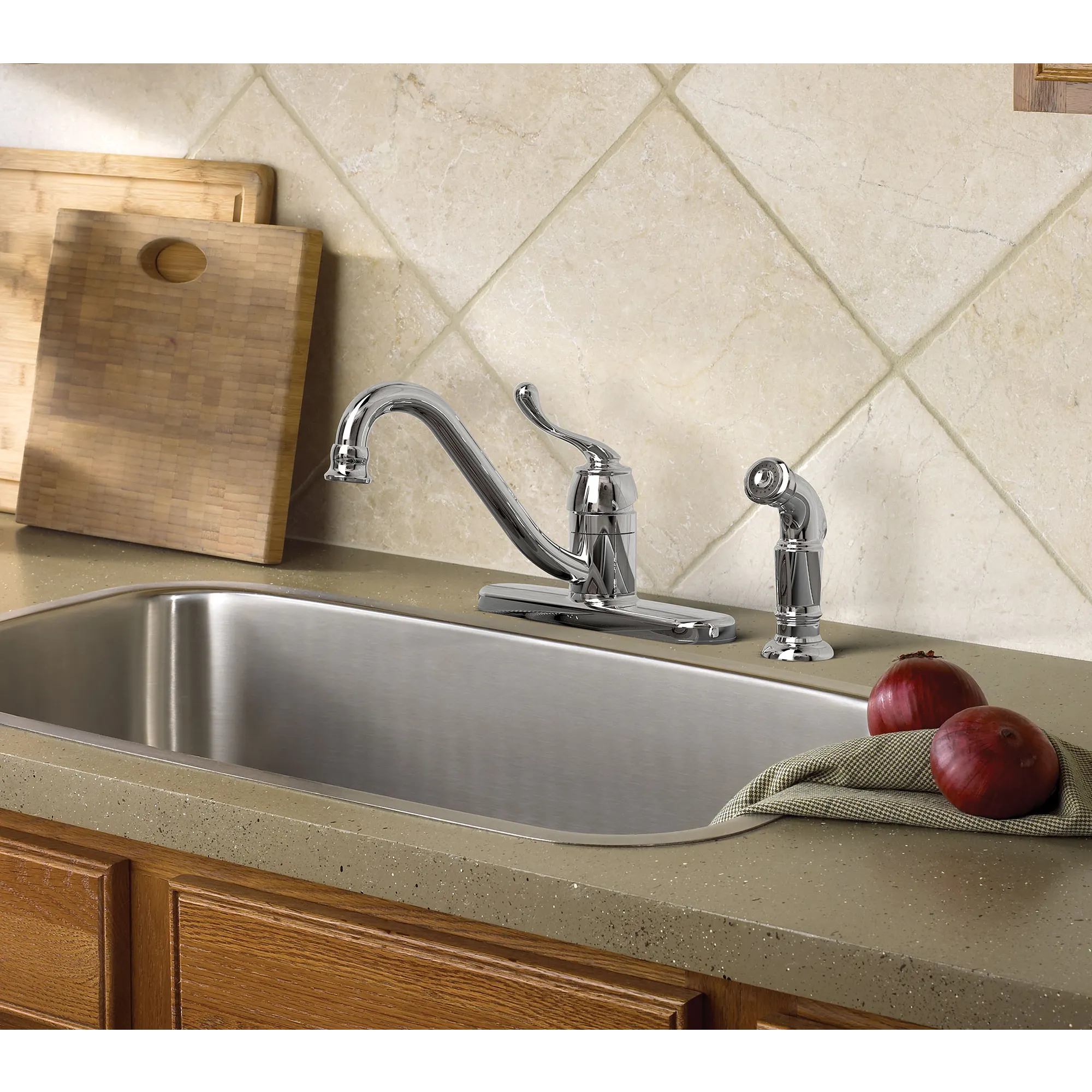 Muirfield Chrome one-handle low arc kitchen faucet - Image 2