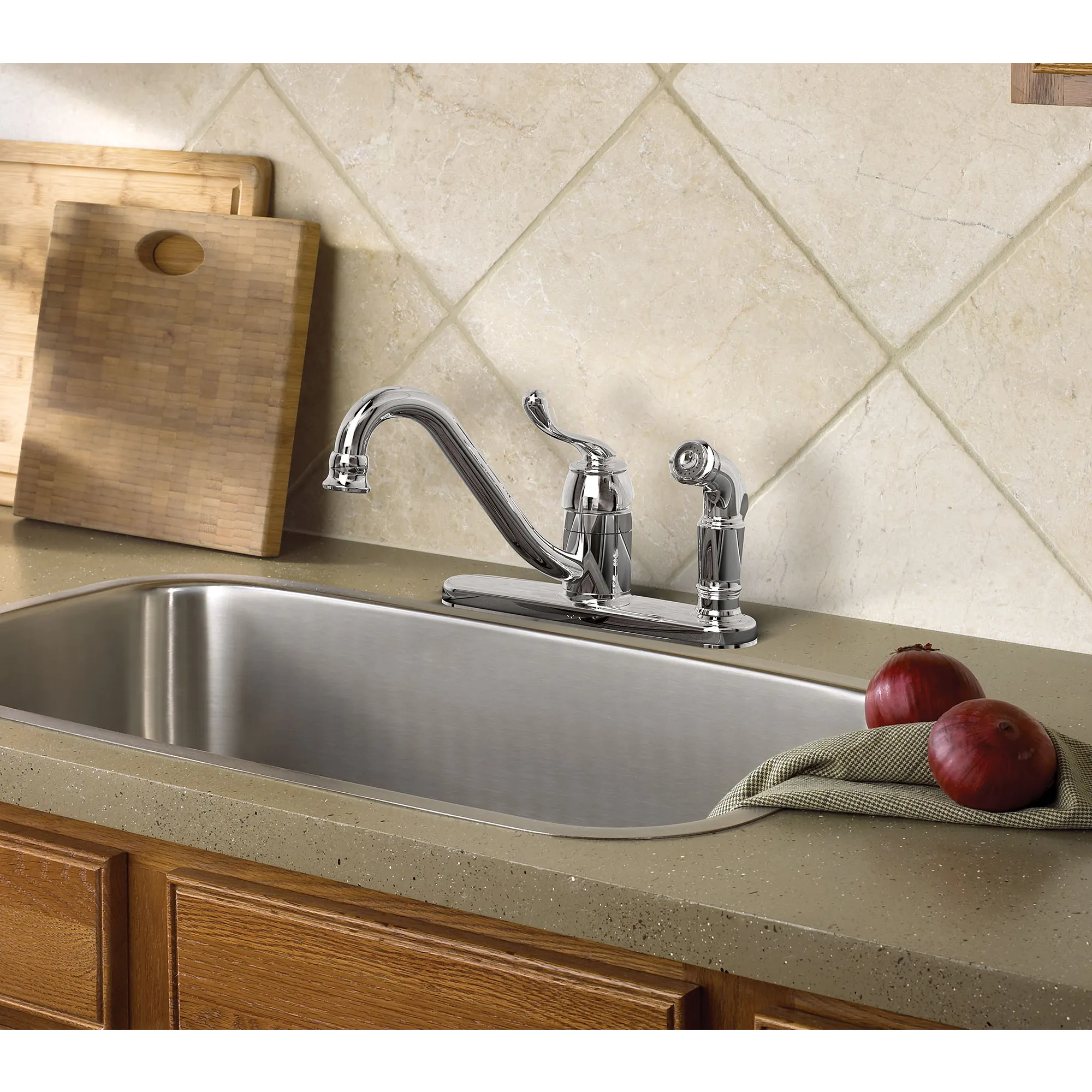 Muirfield Chrome one-handle low arc kitchen faucet - Image 4