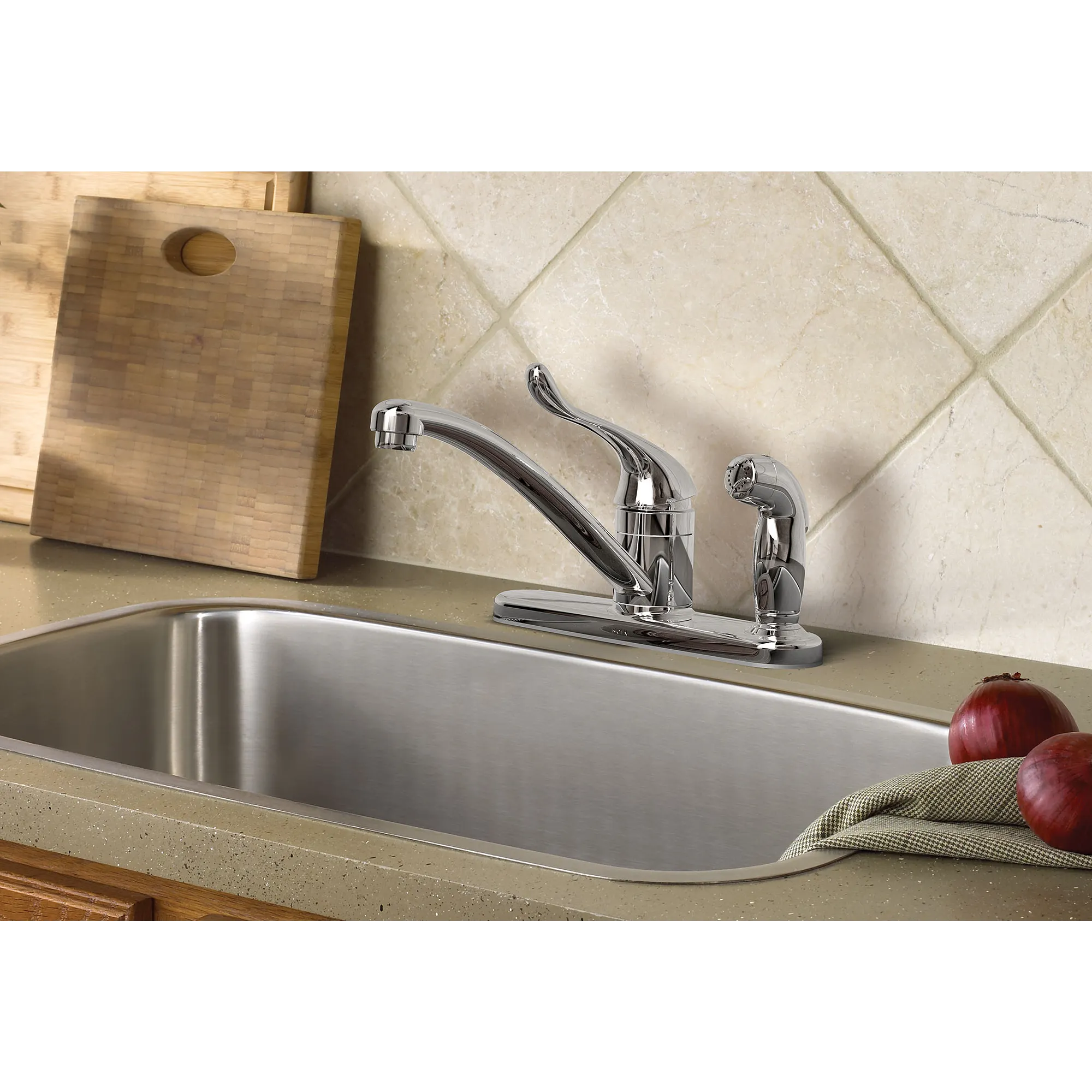 Adler Chrome One-Handle Low Arc Kitchen Faucet - Image 2