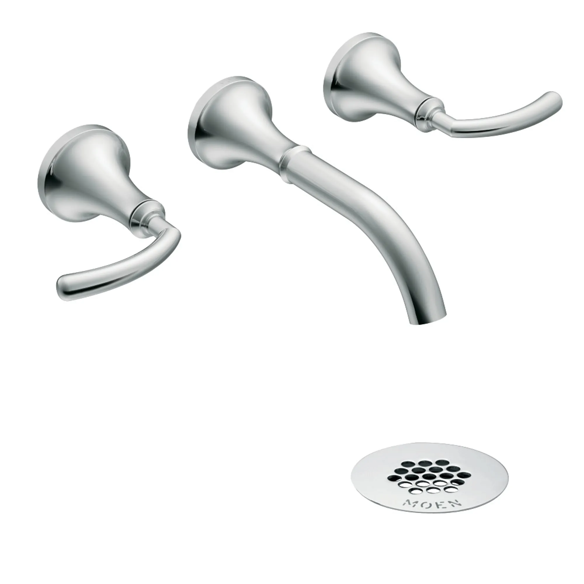 Icon Chrome two-handle low arc wall mount bathroom faucet - Image 2