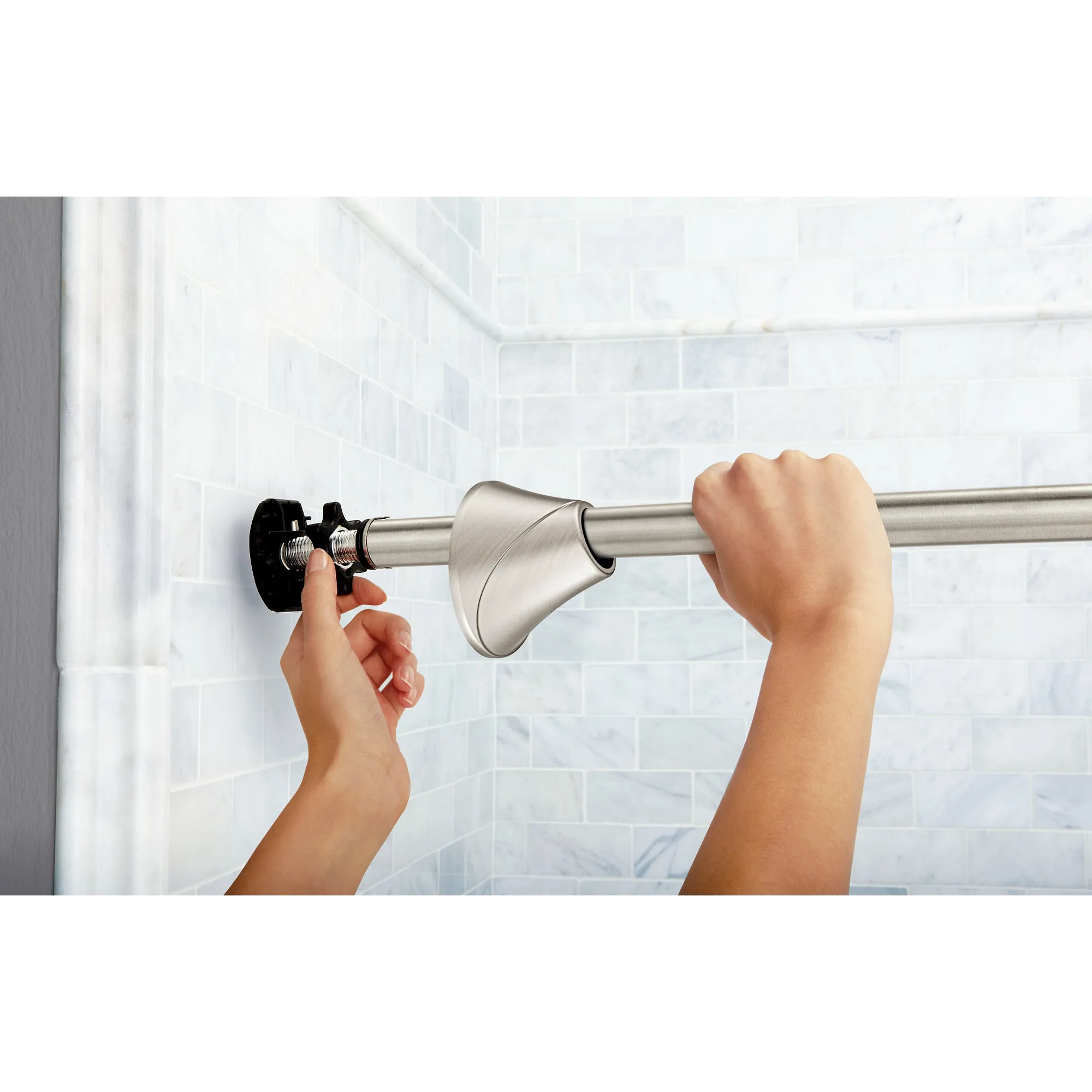 Curved Shower Rods Chrome Tension Curved Shower Rod - Image 12