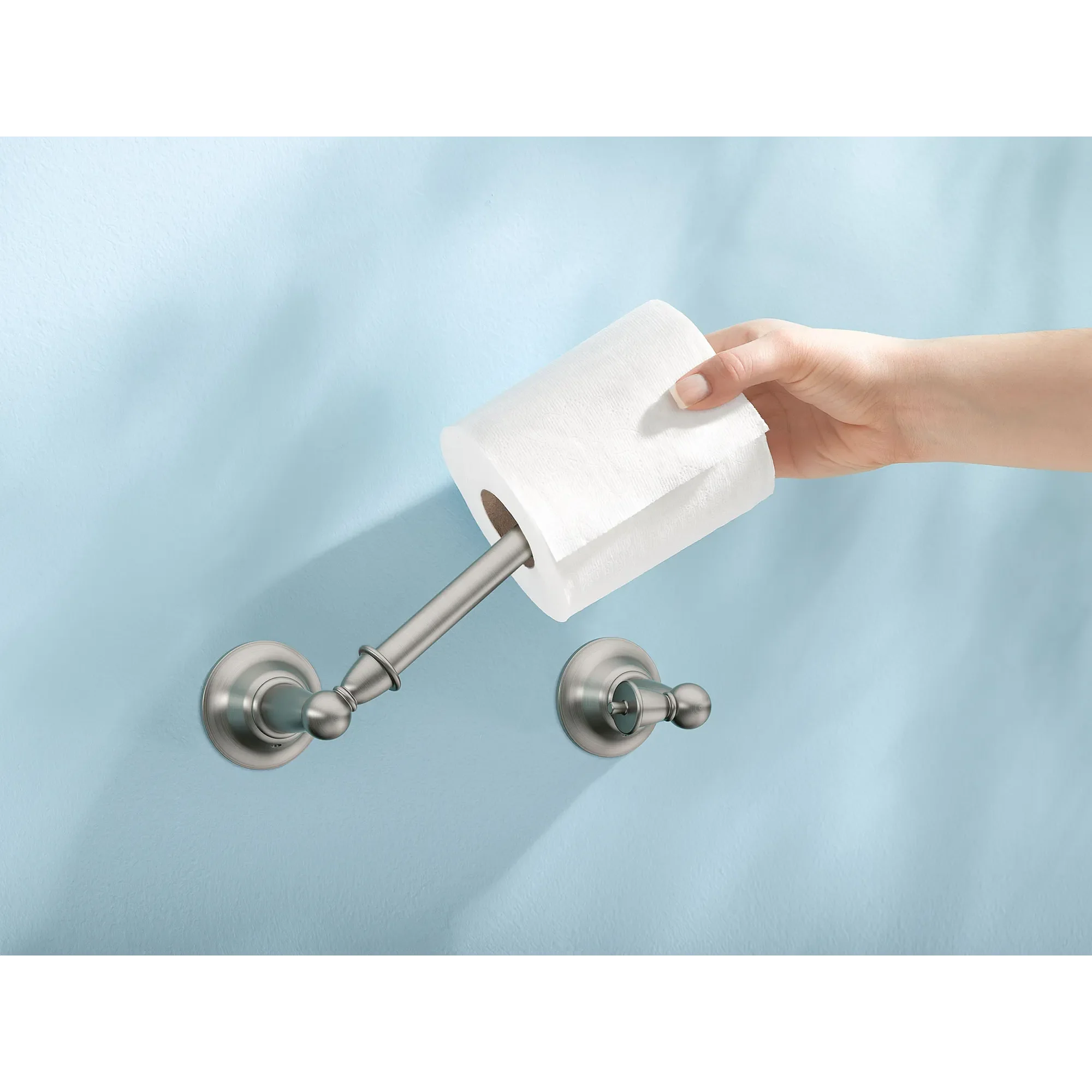 Sage Brushed Nickel Pivoting Toilet Paper Holder - Image 4