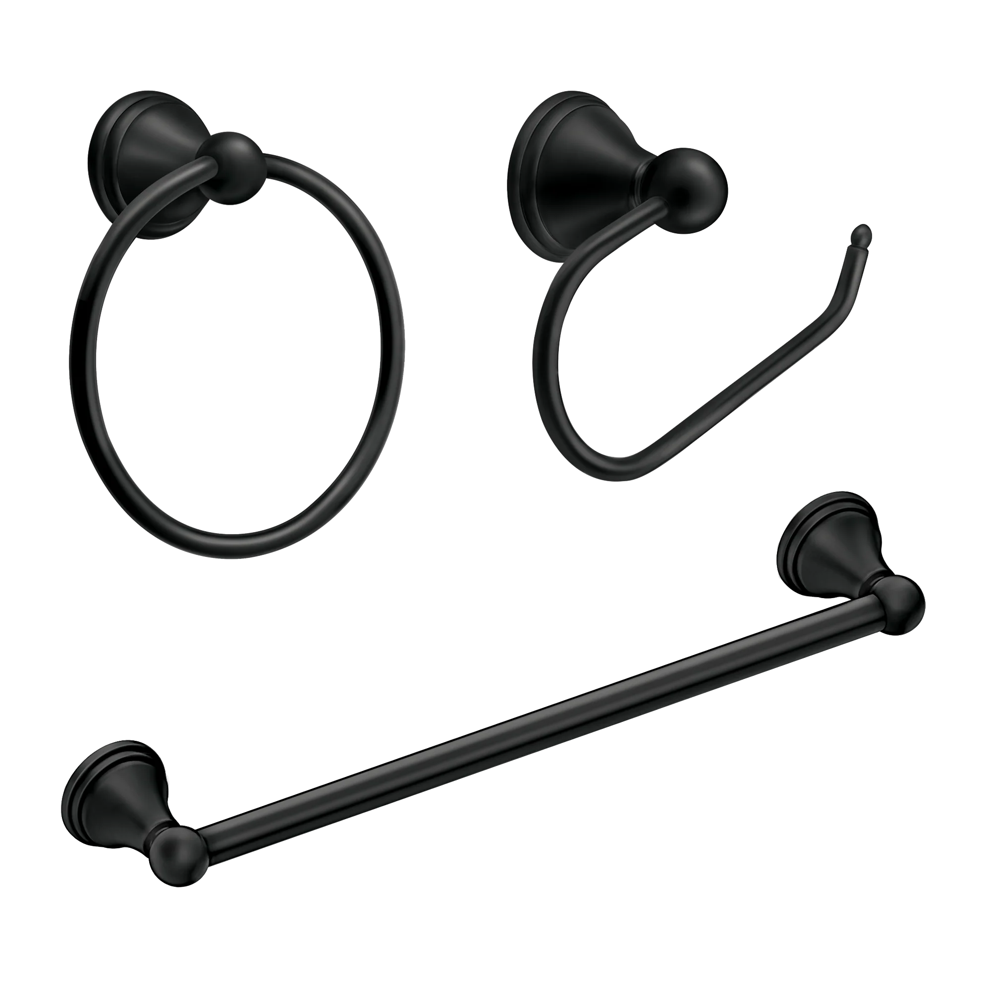 Preston Matte black paper holder towel bar towel ring