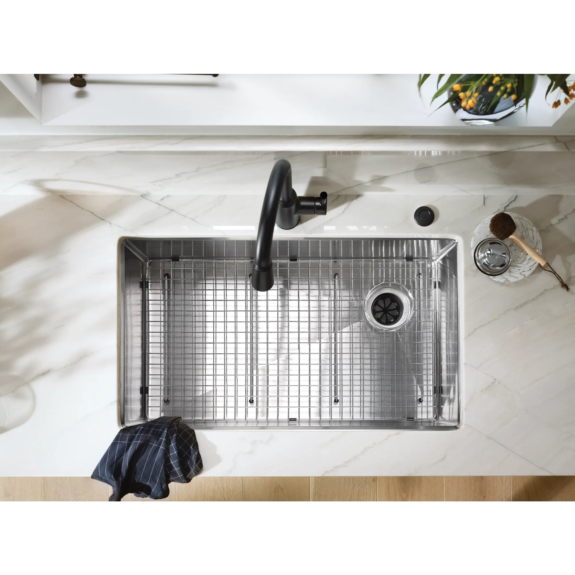 Luxe Chef™ 33” Workstation System Stainless Steel Dual Mount Double Bowl Sink - Image 9