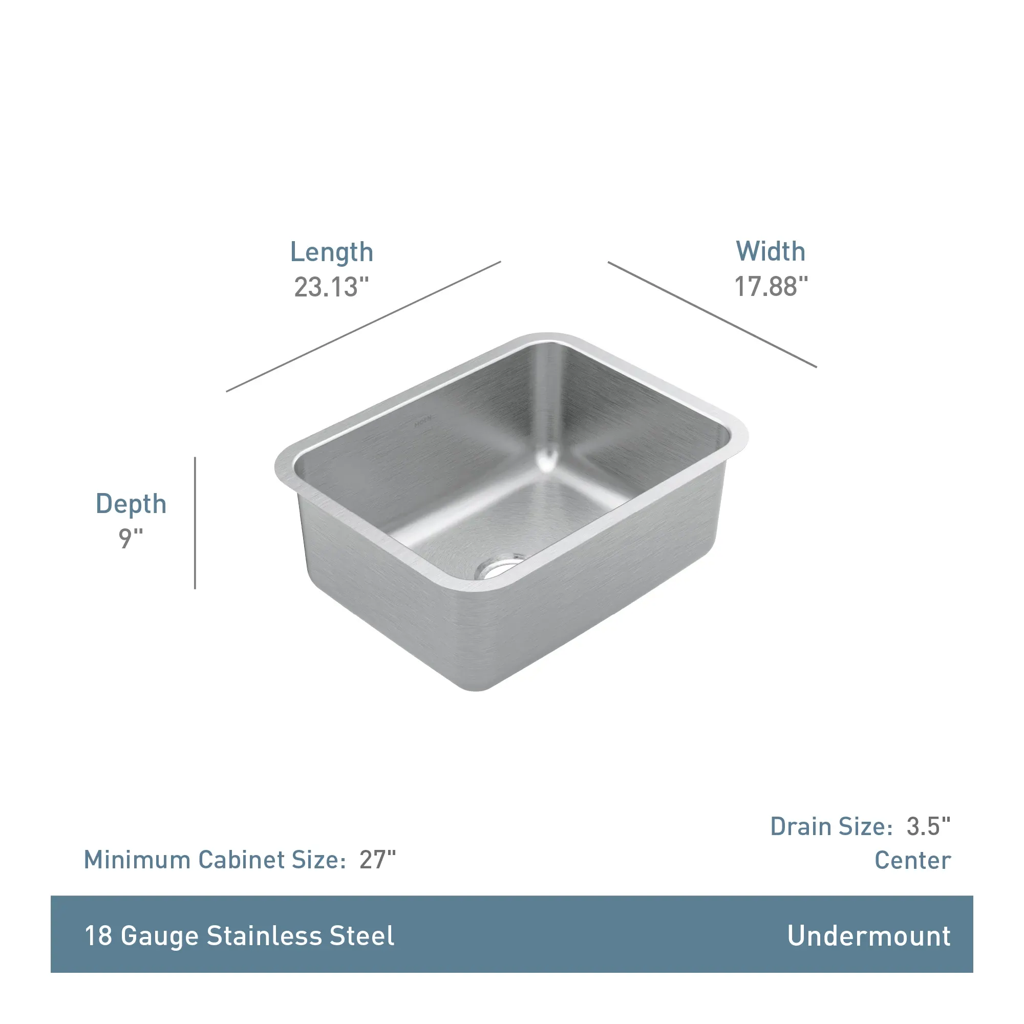 Prep 23" Stainless Steel  Undermount Single Bowl Sink - Image 5