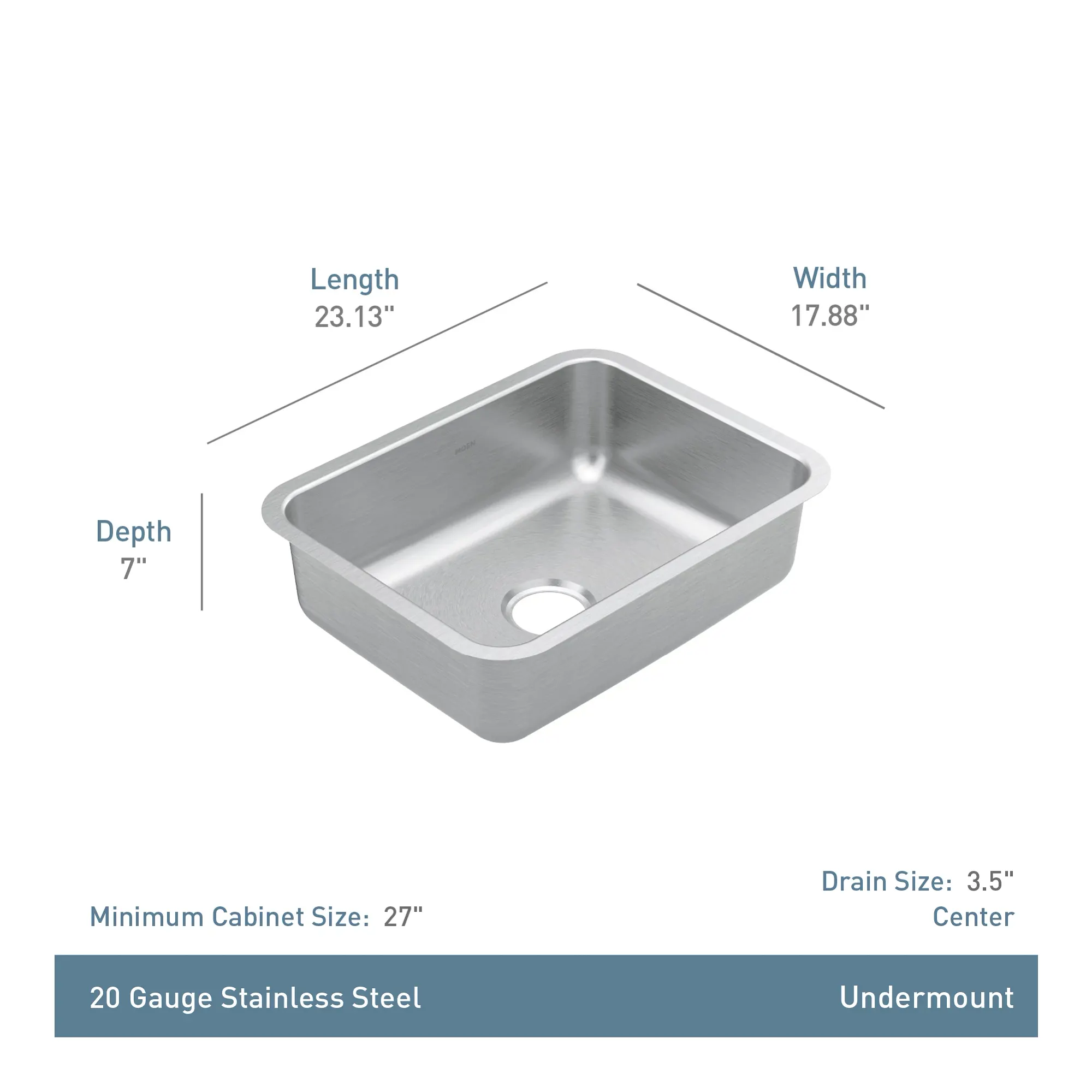 Prep 23" Stainless Steel Undermount Single Bowl Sink - Image 5