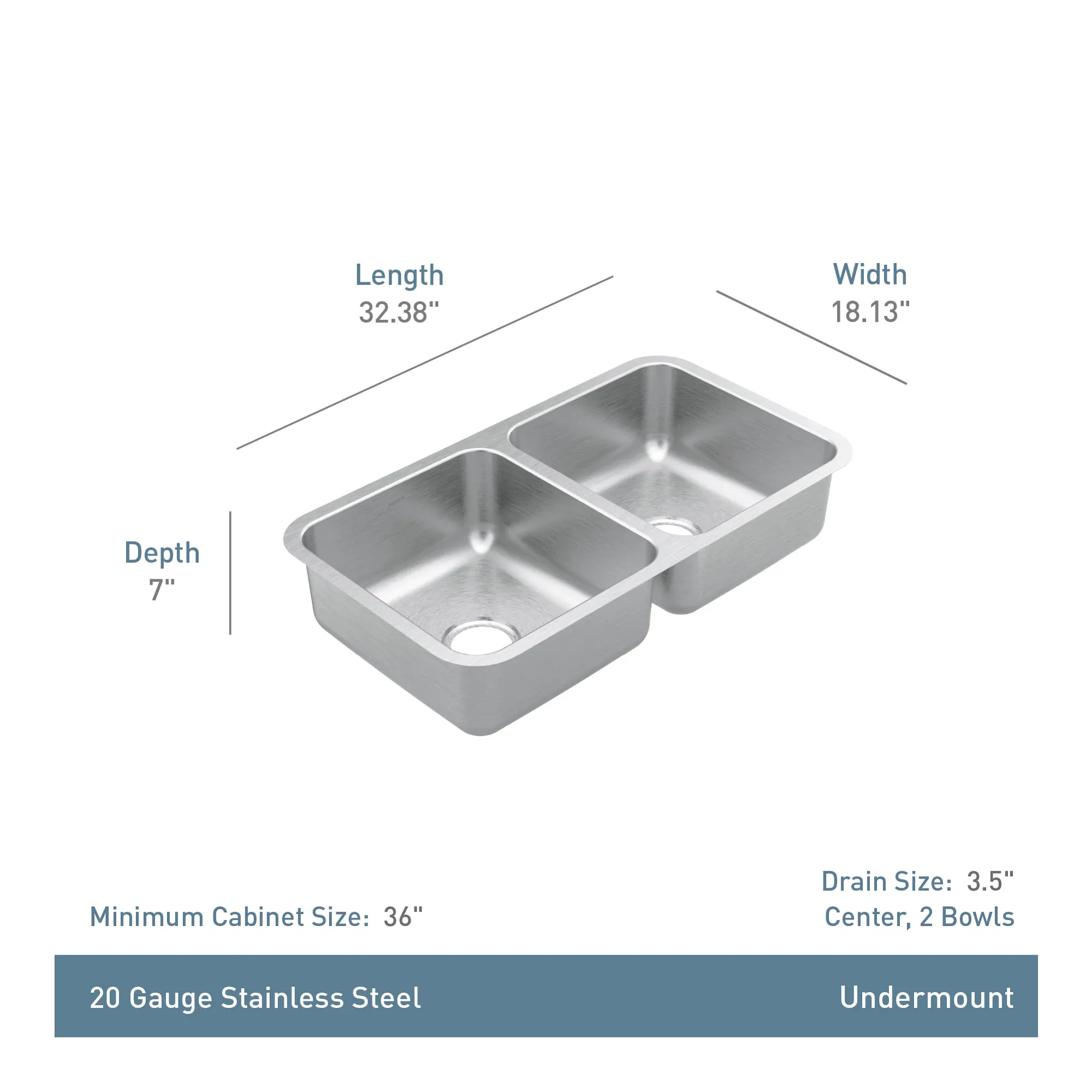 Prep 32.5" Undermount Double Bowl Sink - Image 5