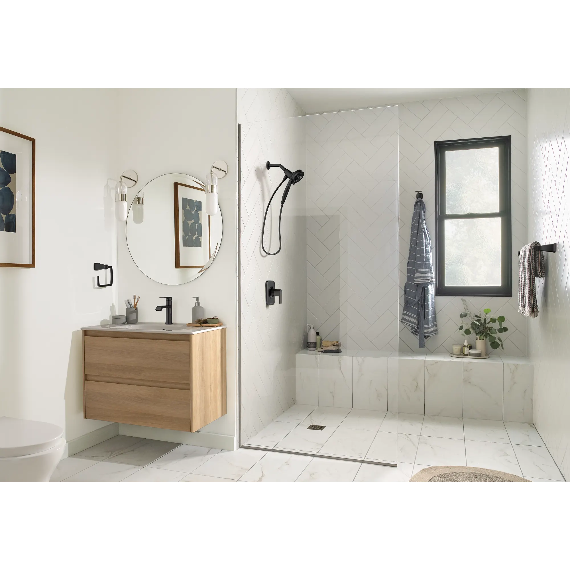 Hensley Matte Black 3 PC Kit: Pivoting Paper Holder, Towel Bar & Towel Ring - Image 11