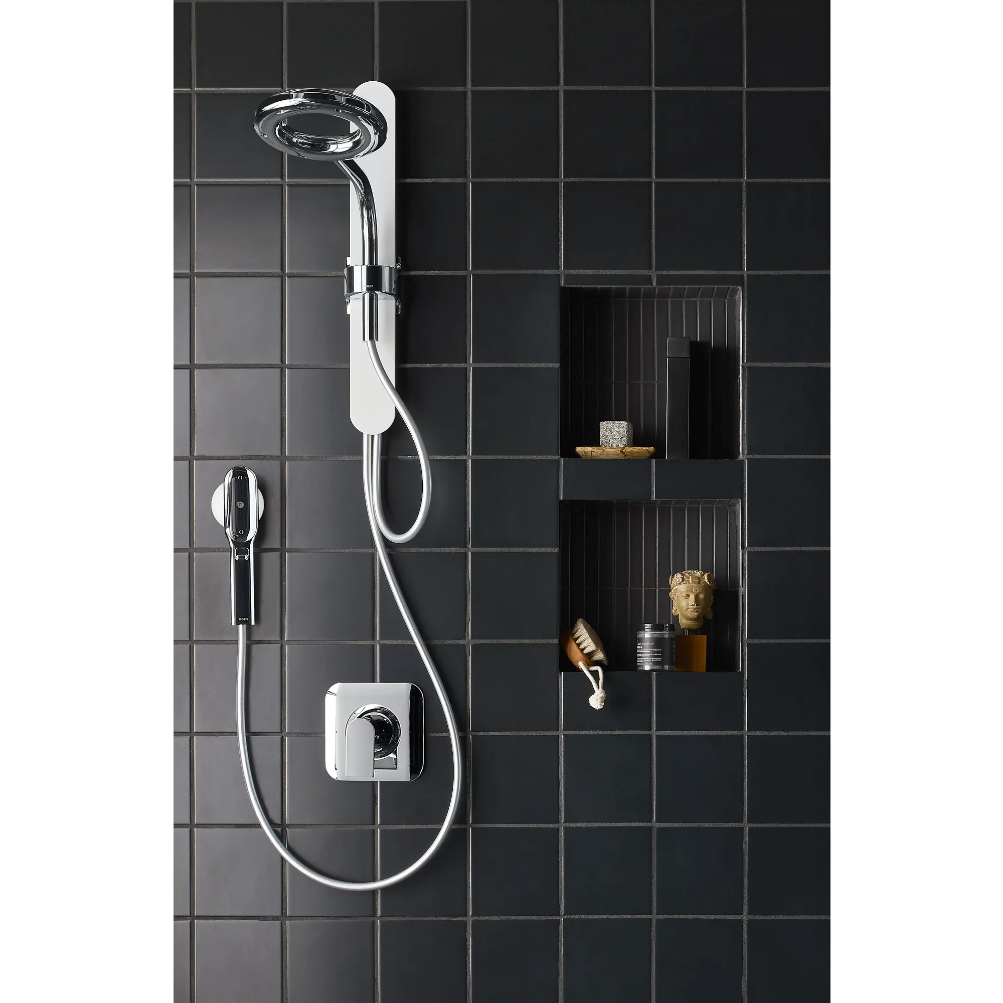Moen Spa Shower Matte Black Two-Function 7.9" Diameter Spray Head Standard With Handshower - Image 16