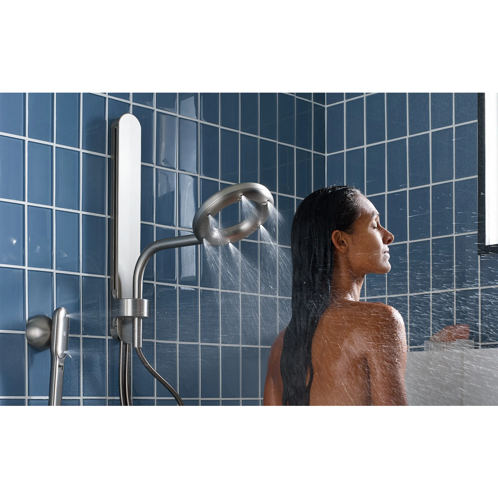 Moen Spa Shower Matte Black Two-Function 7.9" Diameter Spray Head Standard With Handshower - Image 23