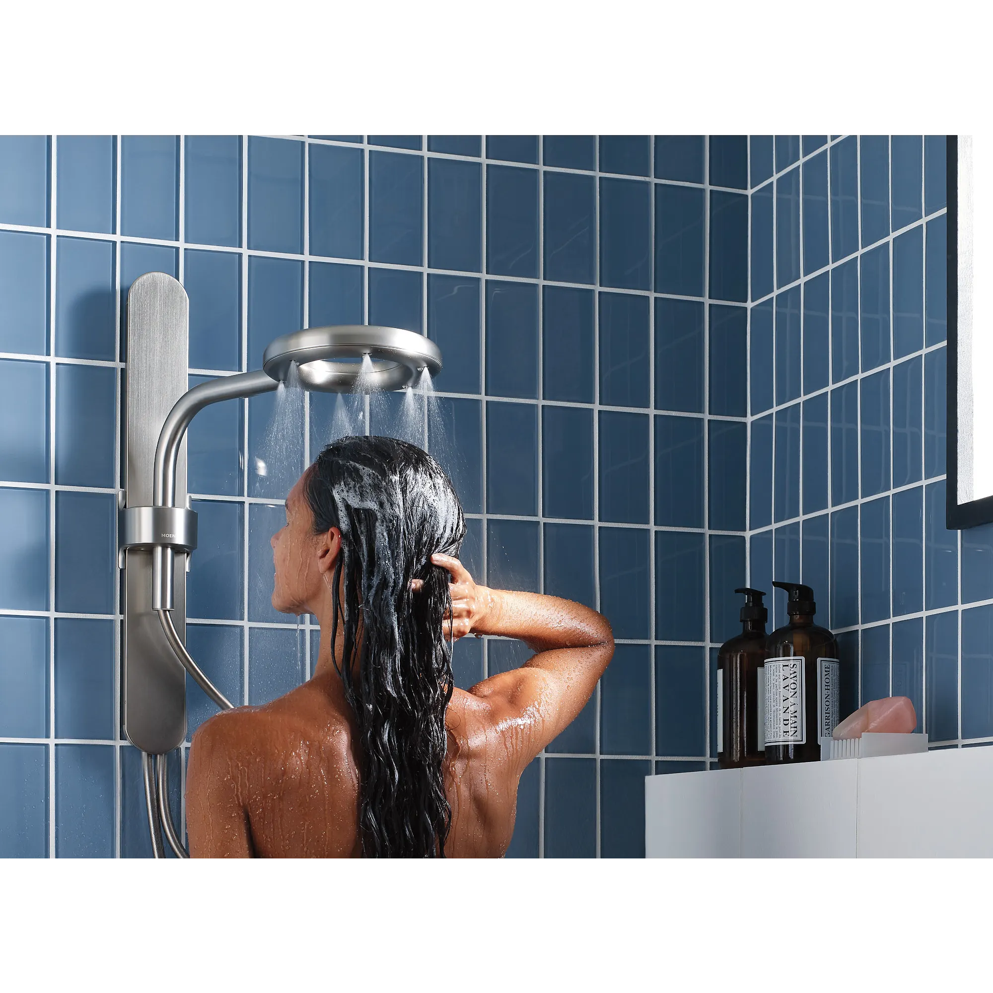 Moen Spa Shower Matte Black Two-Function 7.9" Diameter Spray Head Standard With Handshower - Image 28