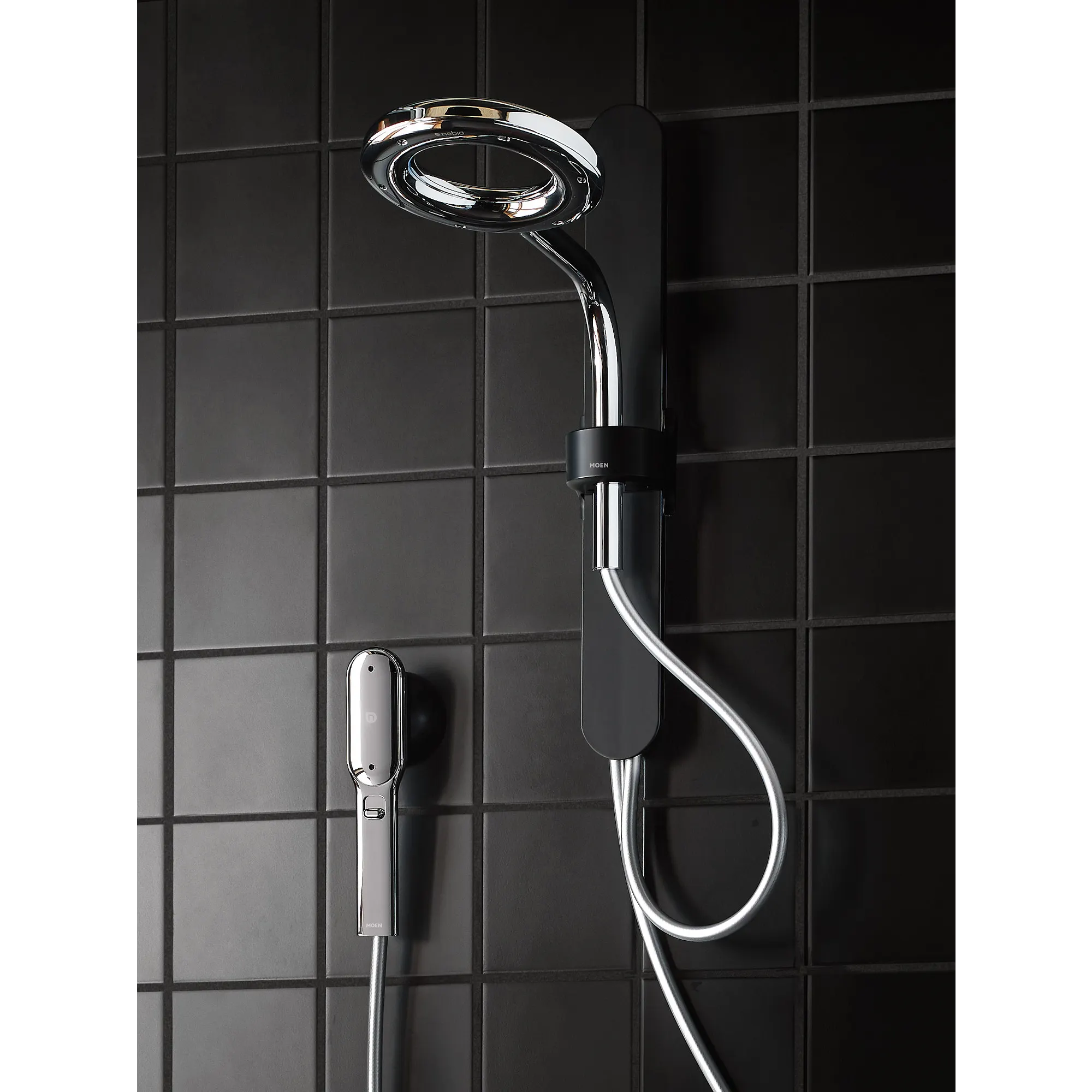 Moen Spa Shower Matte Black Two-Function 7.9" Diameter Spray Head Standard With Handshower - Image 37