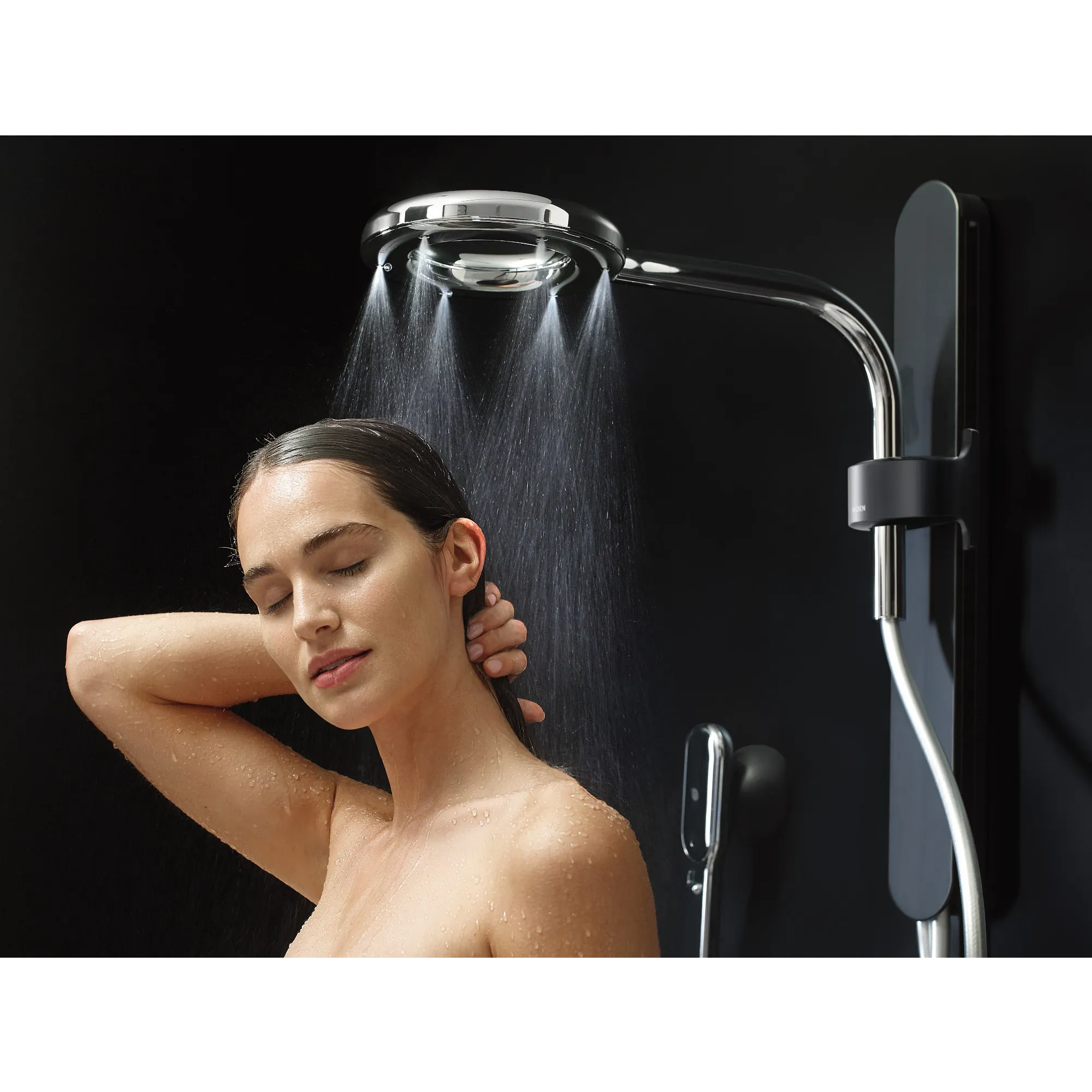 Moen Spa Shower Matte Black Two-Function 7.9" Diameter Spray Head Standard With Handshower - Image 40