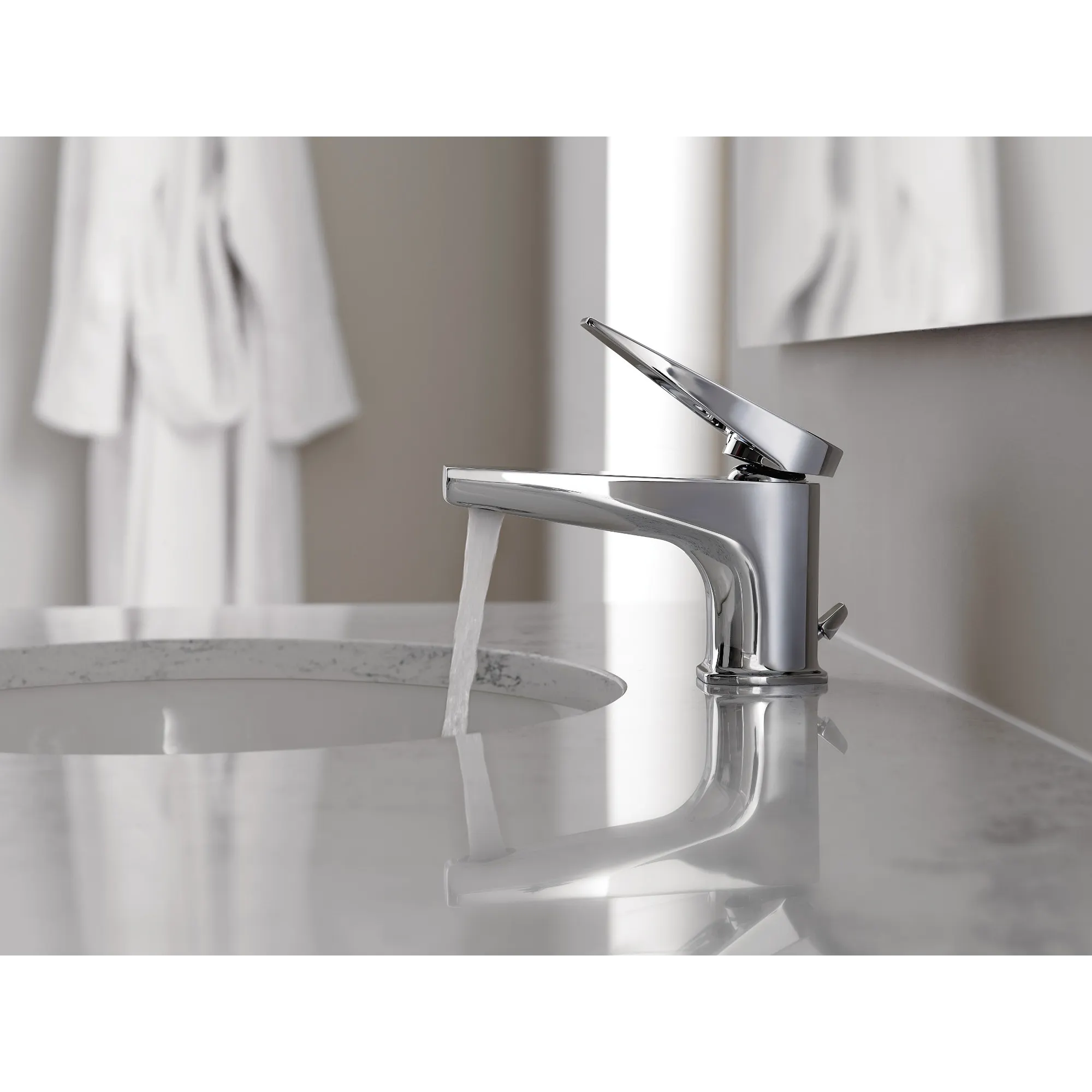 Via Chrome One-Handle Low Arc Low Profile Bathroom Faucet - Image 2