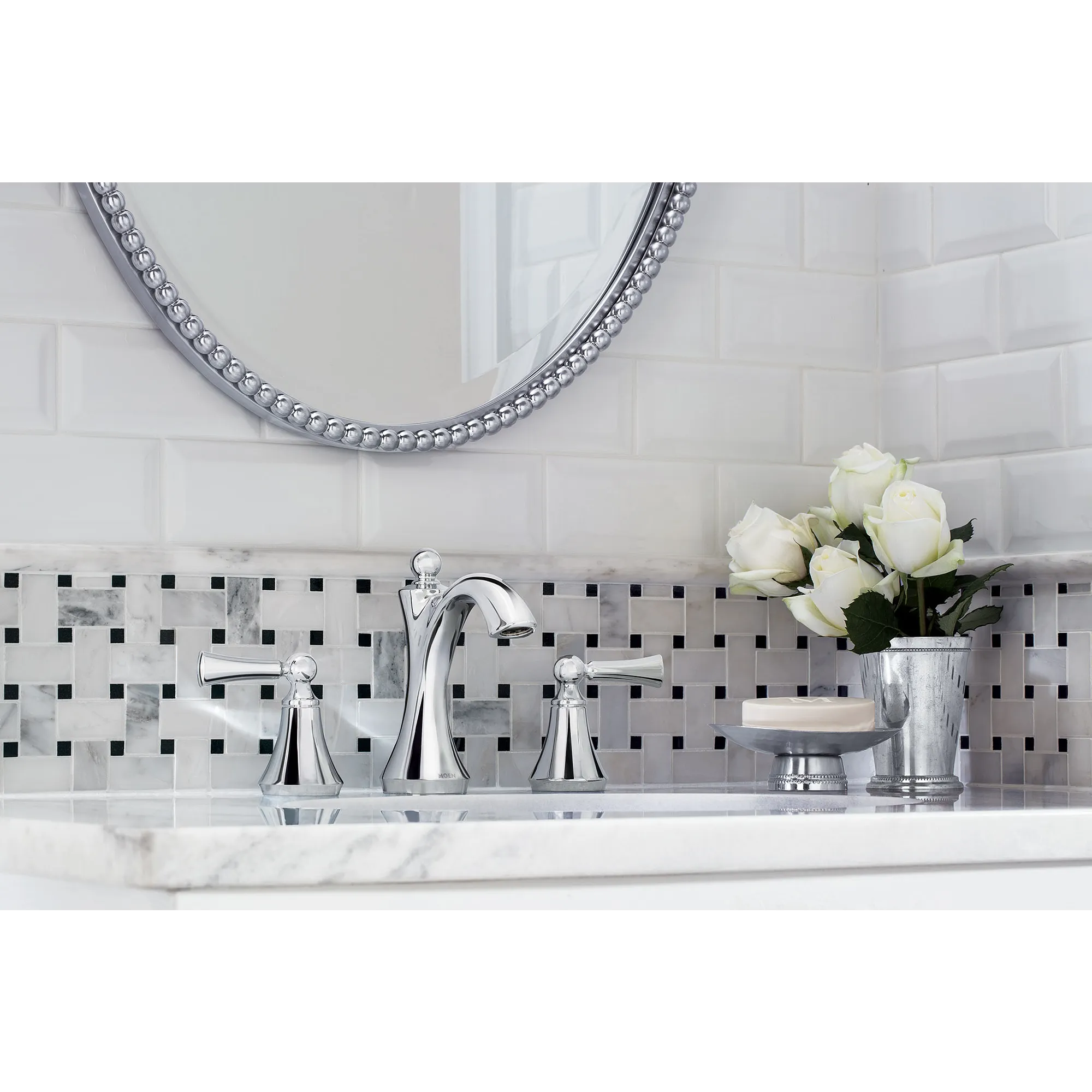 Wynford Chrome Two-Handle High Arc Bathroom Faucet - Image 3