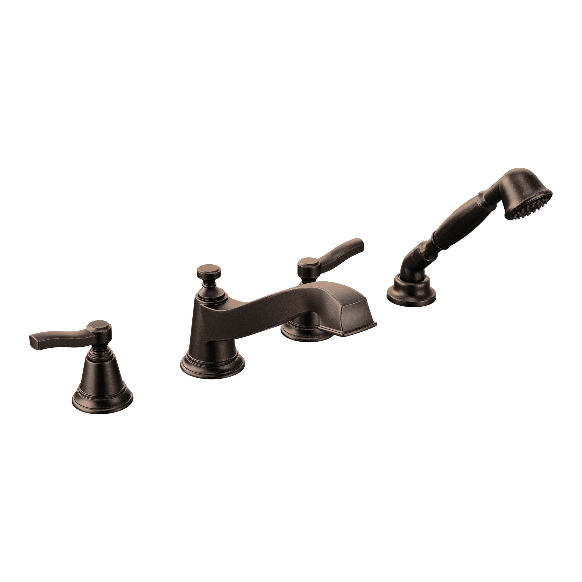Rothbury Chrome two-handle low arc roman tub faucet includes hand shower - Image 3