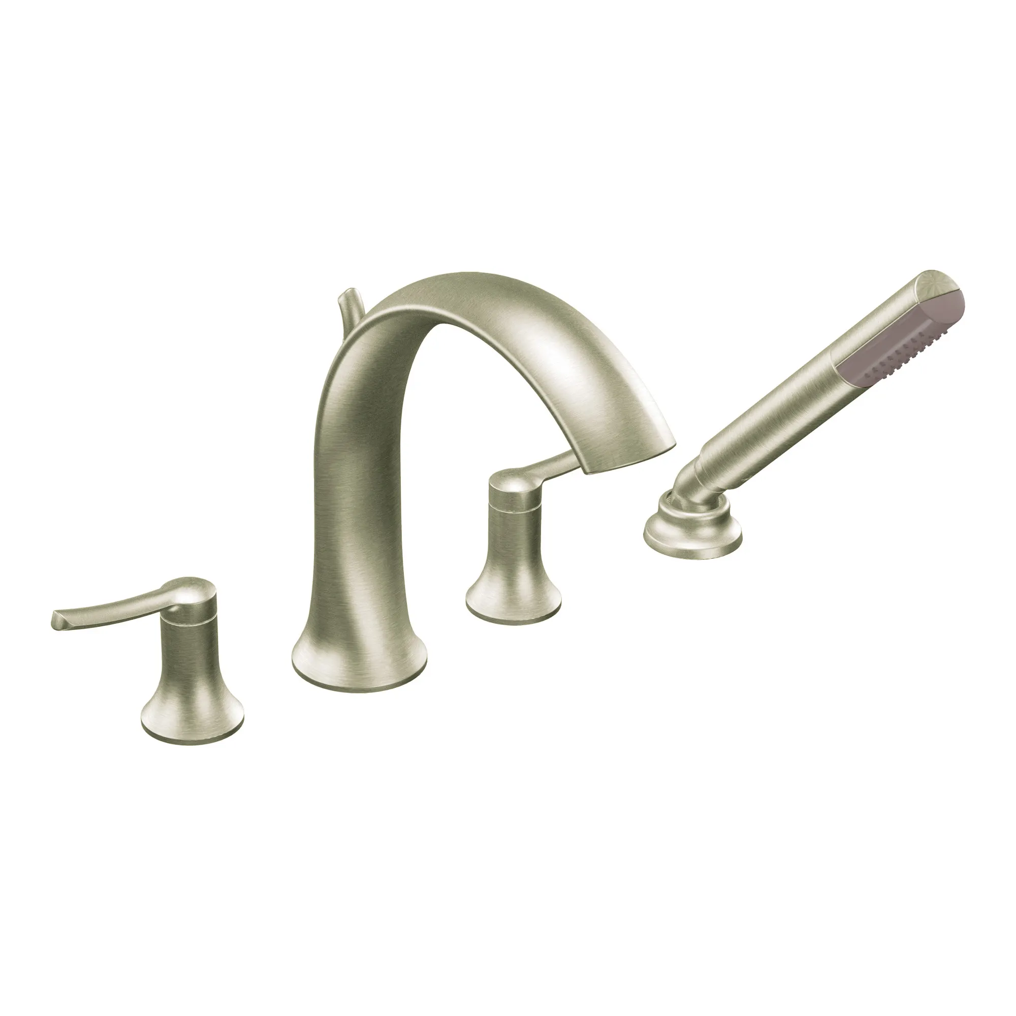 Fina Chrome two-handle high arc roman tub faucet includes hand shower - Image 4