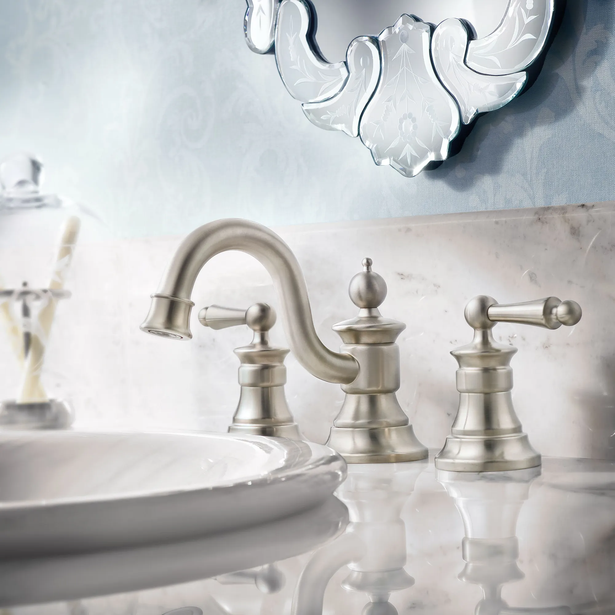 Waterhill Chrome Two-Handle High Arc Bathroom Faucet - Image 6