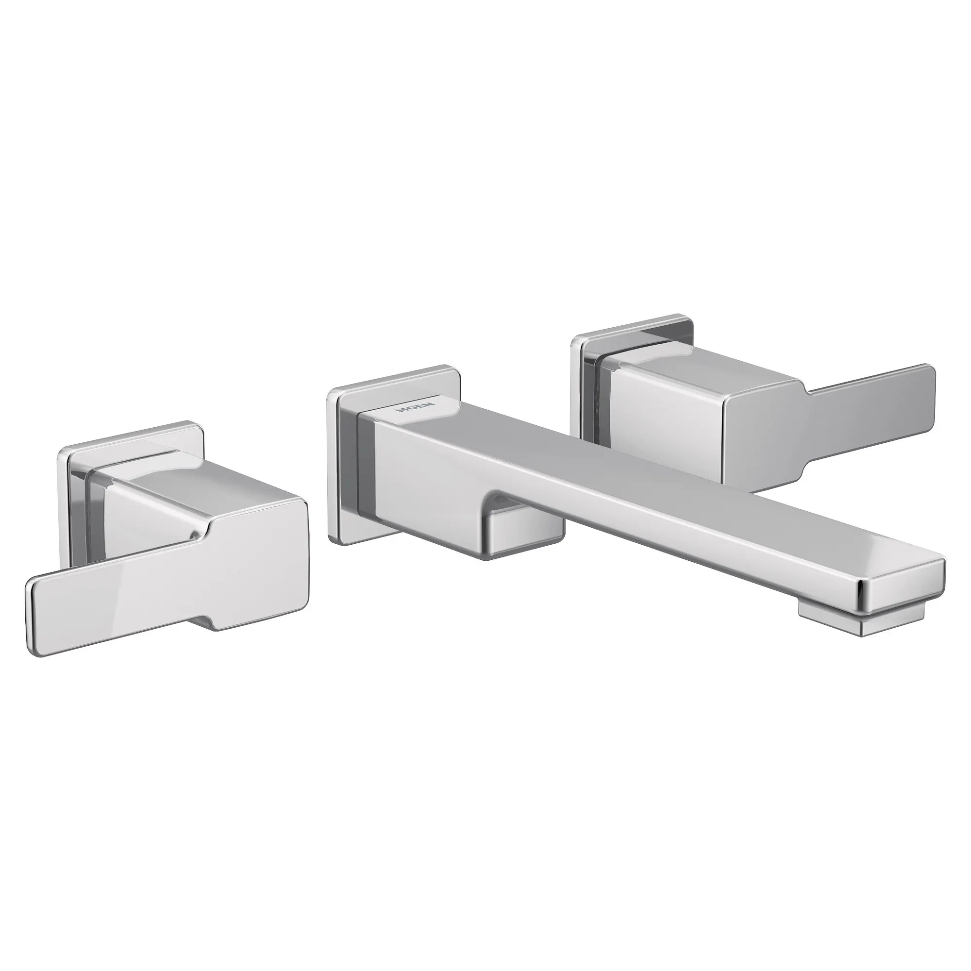 90 Degree Chrome Two-Handle Wall Mount Bathroom Faucet - Image 2