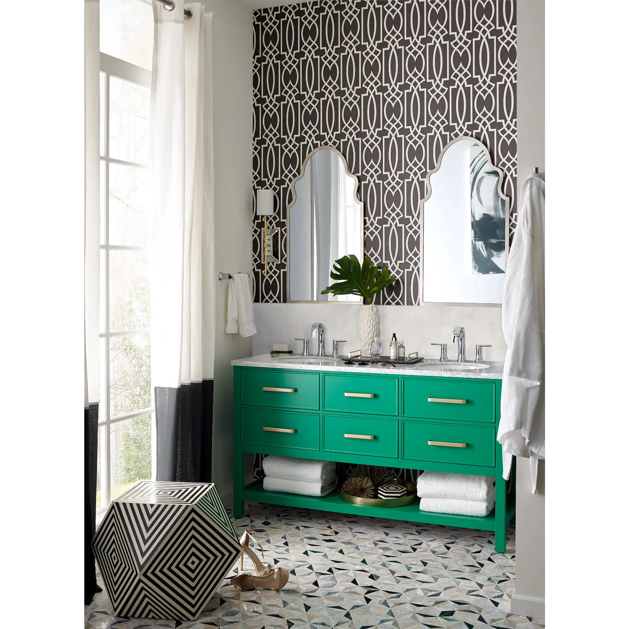 Doux Chrome Two-Handle High Arc Bathroom Faucet - Image 6