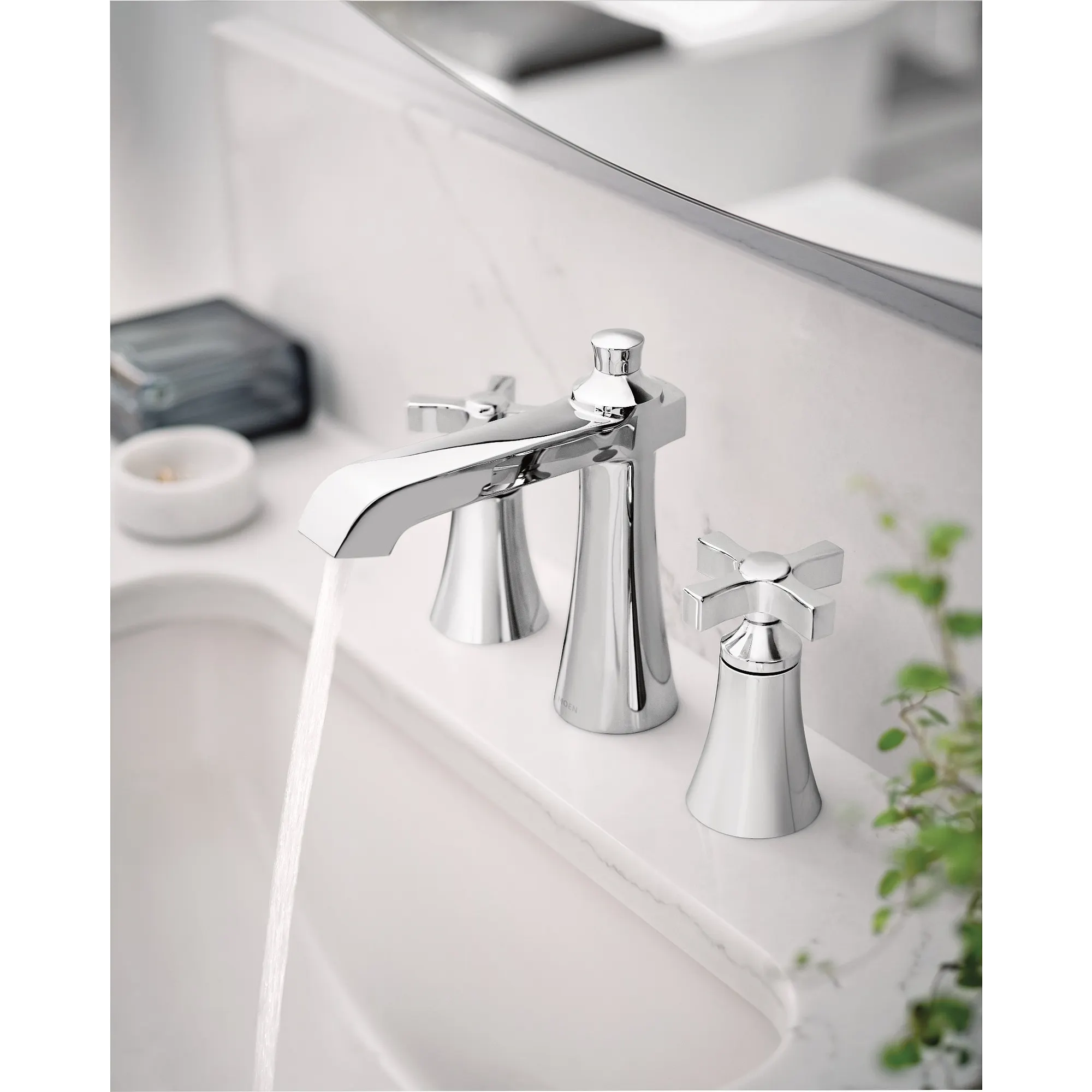 Flara Chrome Two-Handle High Arc Bathroom Faucet - Image 6