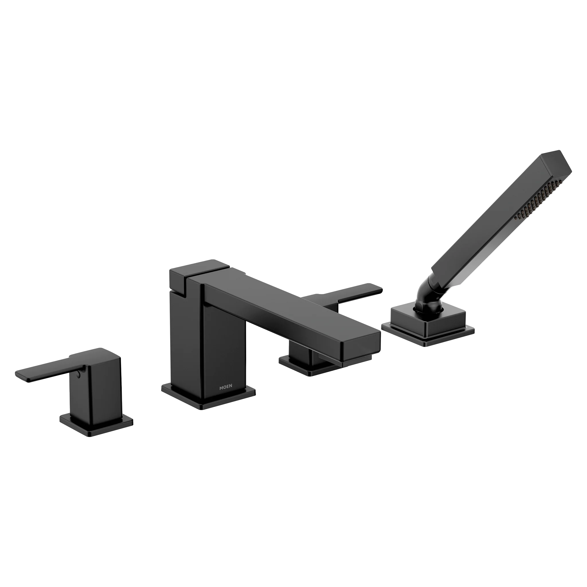 90 Degree Chrome two-handle high arc roman tub faucet includes hand shower - Image 3