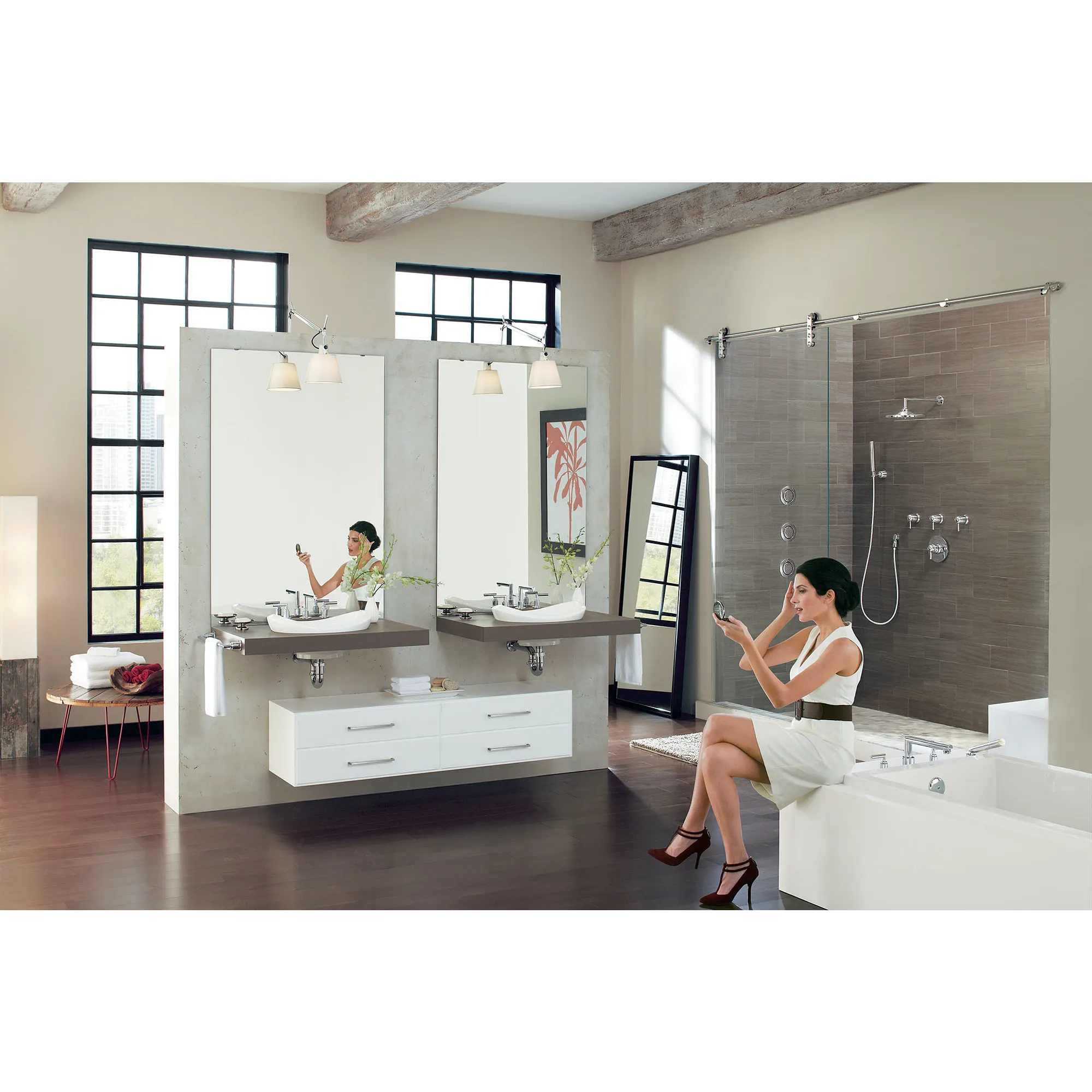 Arris Chrome Two-Handle Diverter Roman Tub Faucet including Handheld Shower - Image 9