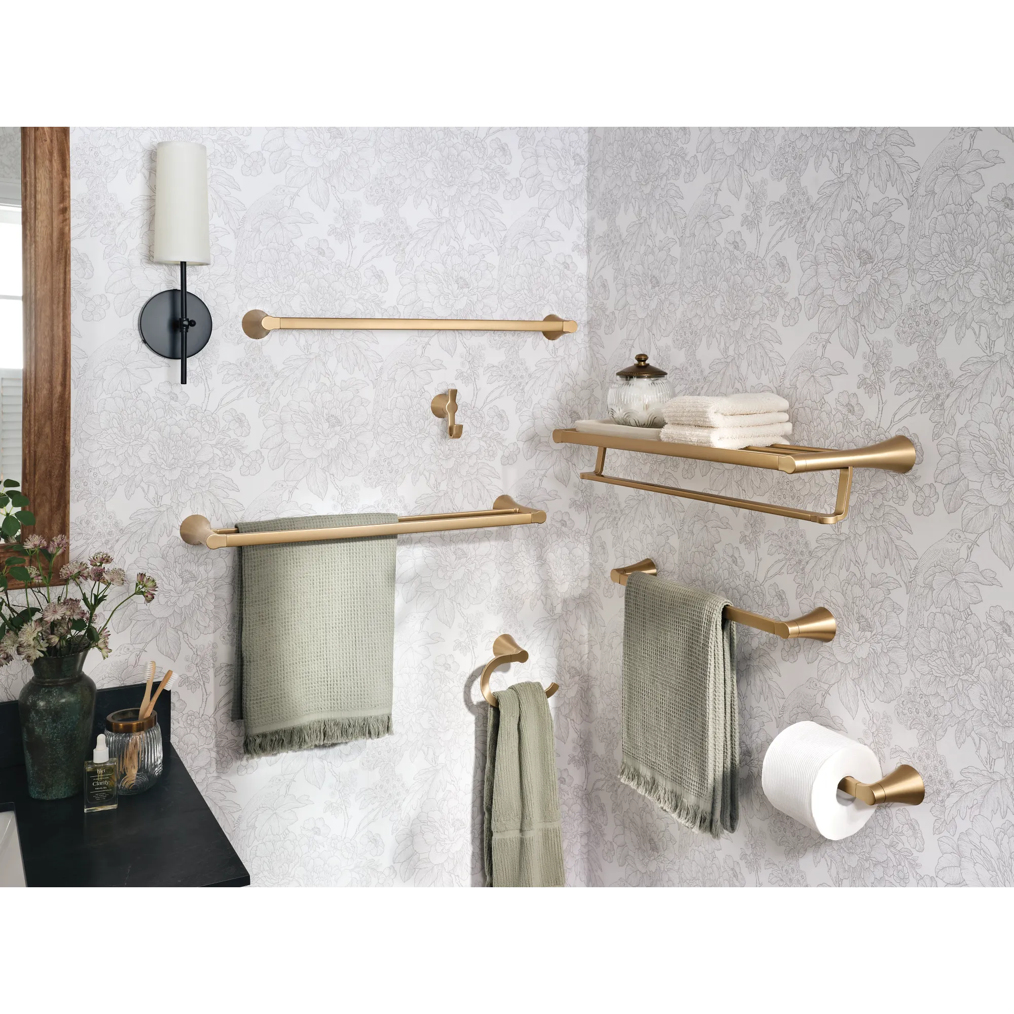 Mikah Chrome pivoting paper holder towel bar towel ring - Image 10